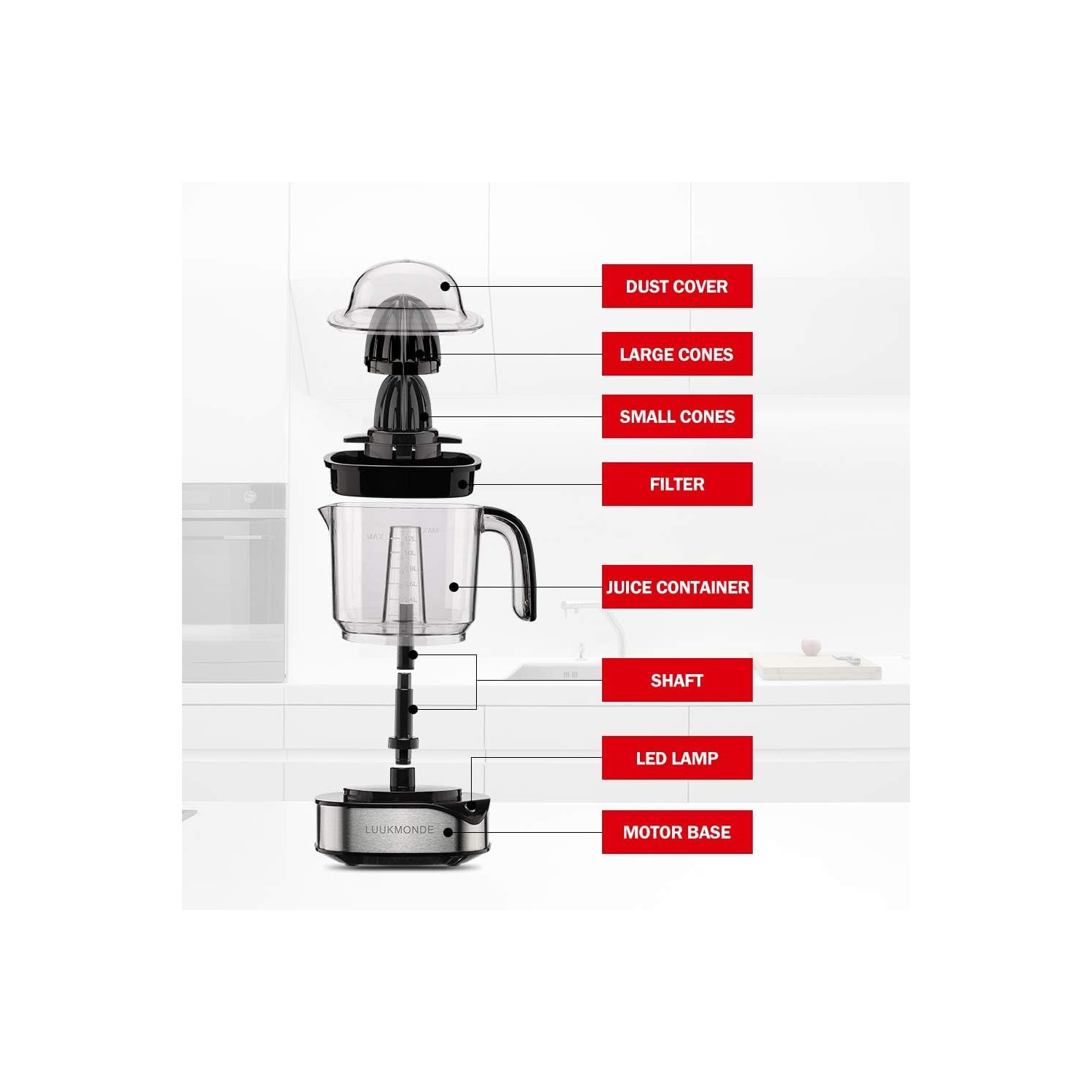 Electric Citrus Juicer 1.2L Large Volume, Orange Juicer with Powerful Motor and LED Working Lamp, Electric Lemon Squeezer for Orange Lemon Lime