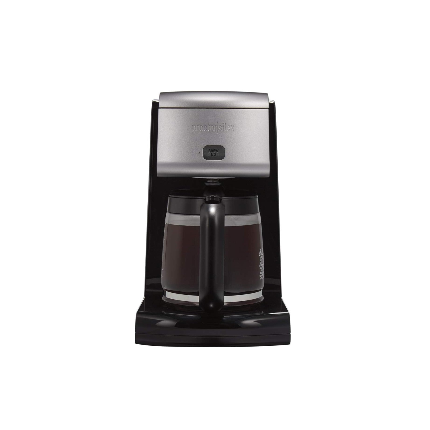Proctor-Silex 12 Cup FrontFill Drip Coffee Maker with Glass Carafe, Black and Silver