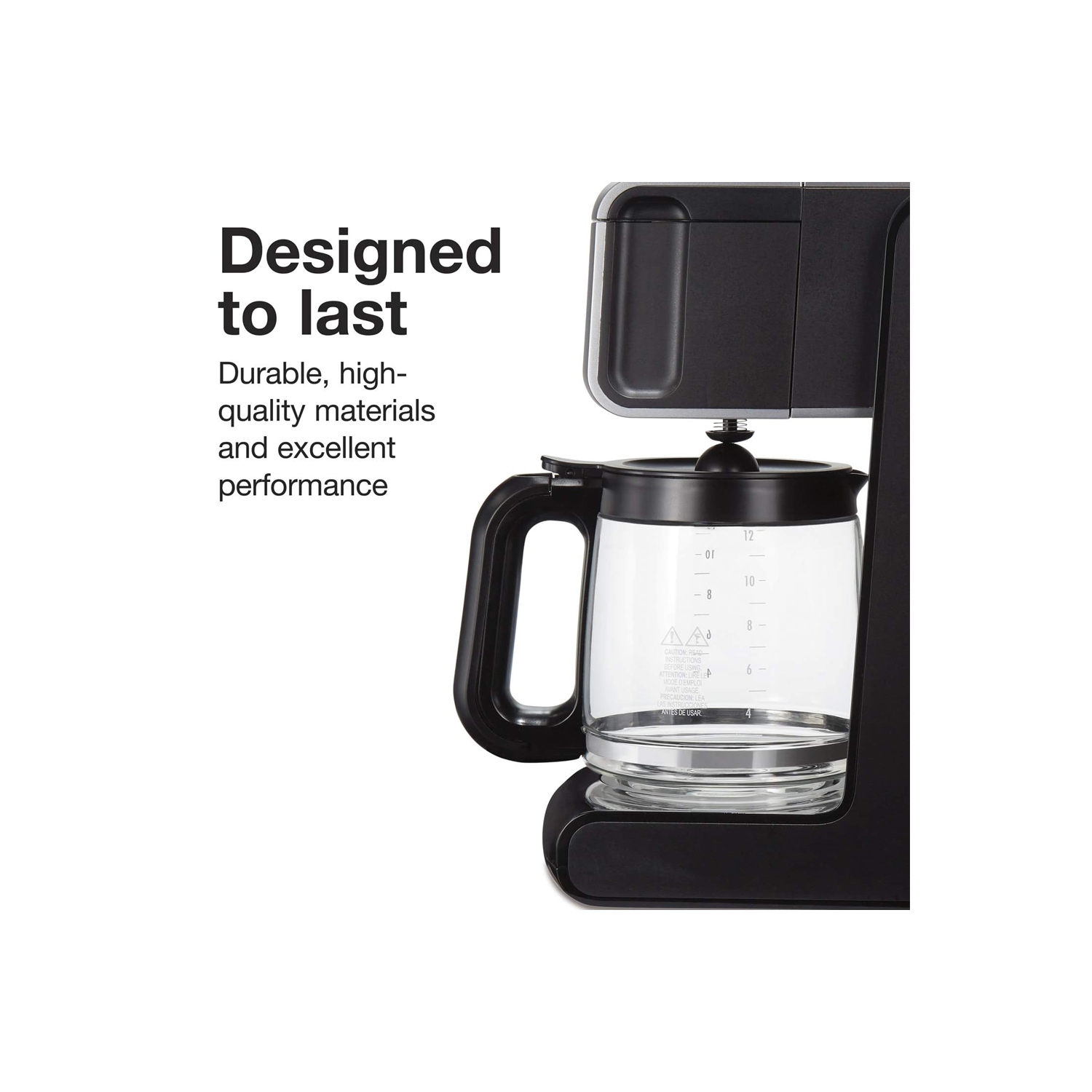 Proctor-Silex 12 Cup FrontFill Drip Coffee Maker with Glass Carafe, Black and Silver