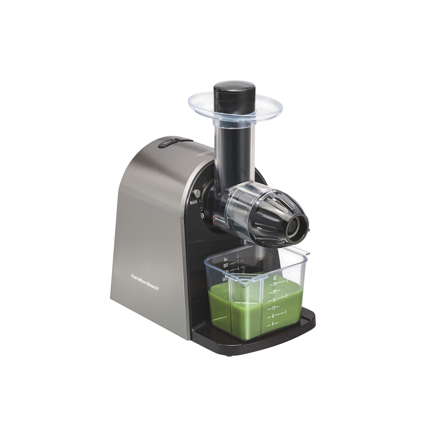 Hamilton Beach – Centrifugeuse électrique à extraction lente, pour fruits et légumes, argenté