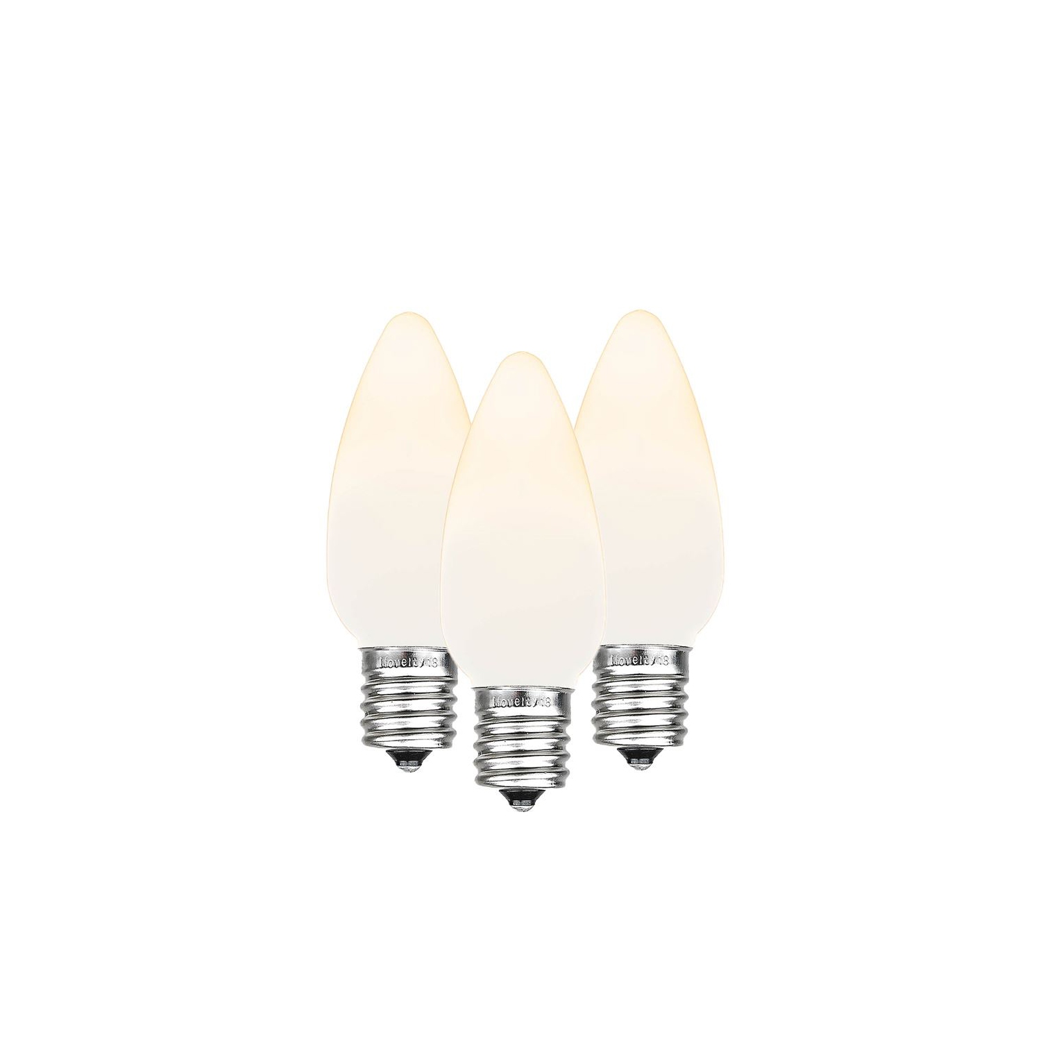 Novelty Lights 25 Pack C9 Ceramic Style LED Christmas Lights, Opaque Replacement Bulbs with E17 Base, Shatterproof Plastic, 3 Ultra-Bright SMDs Per Bulb, Energy Efficient 0.5W