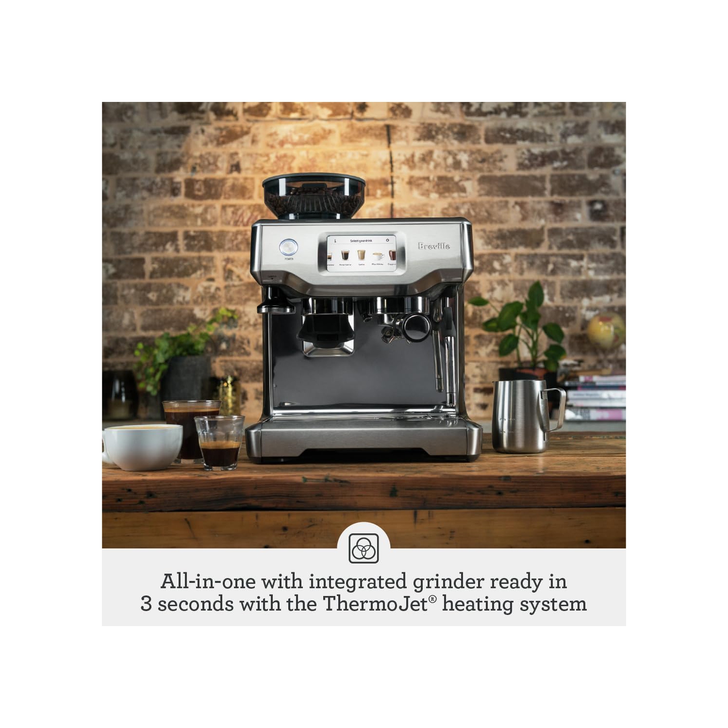 Machine à espresso Barista Touch de Breville avec moulin, moussoir à lait automatique, machine à espresso avec écran tactile et chauffage des secondes