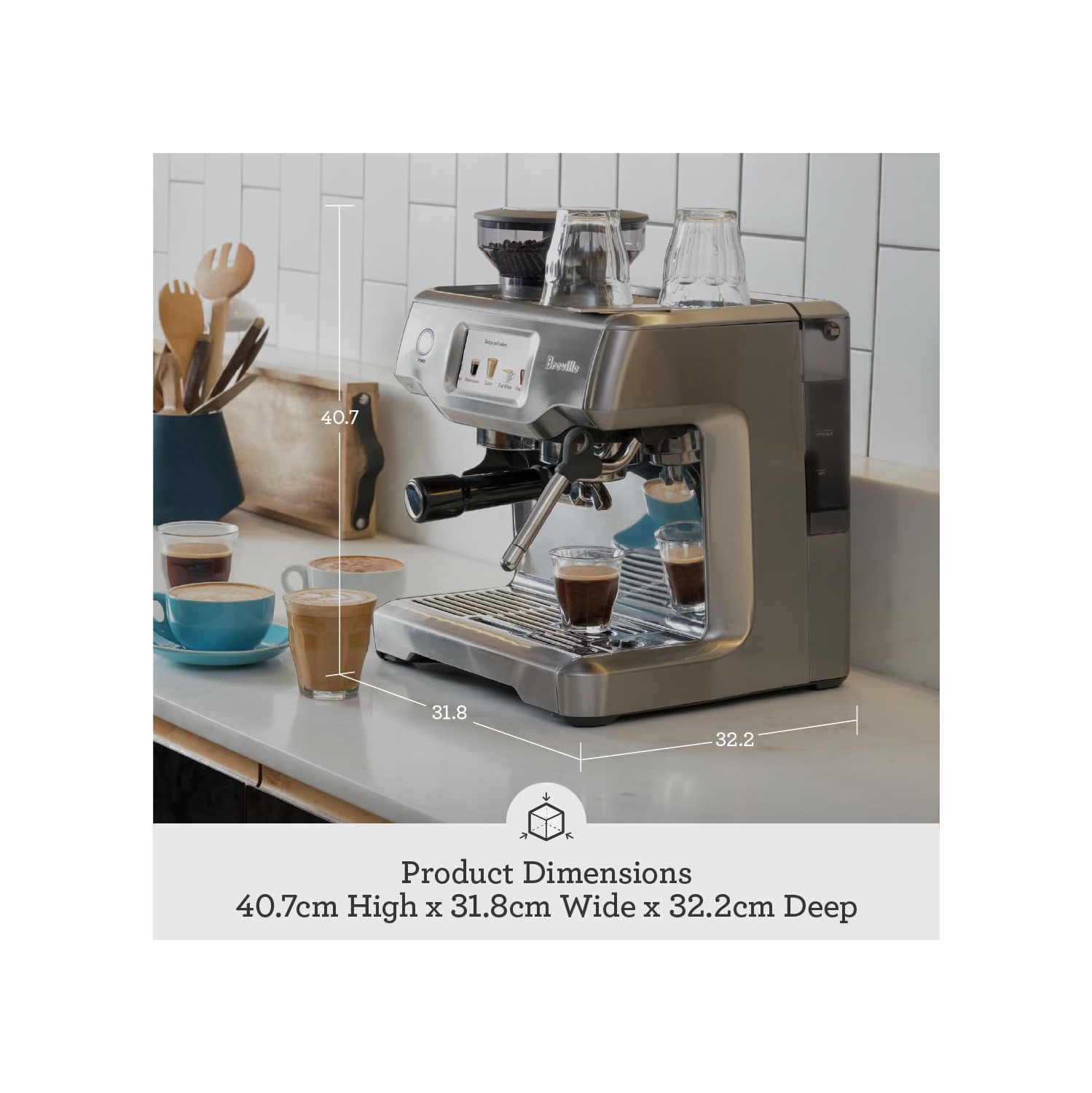 Machine à espresso Barista Touch de Breville avec moulin, moussoir à lait automatique, machine à espresso avec écran tactile et chauffage des secondes