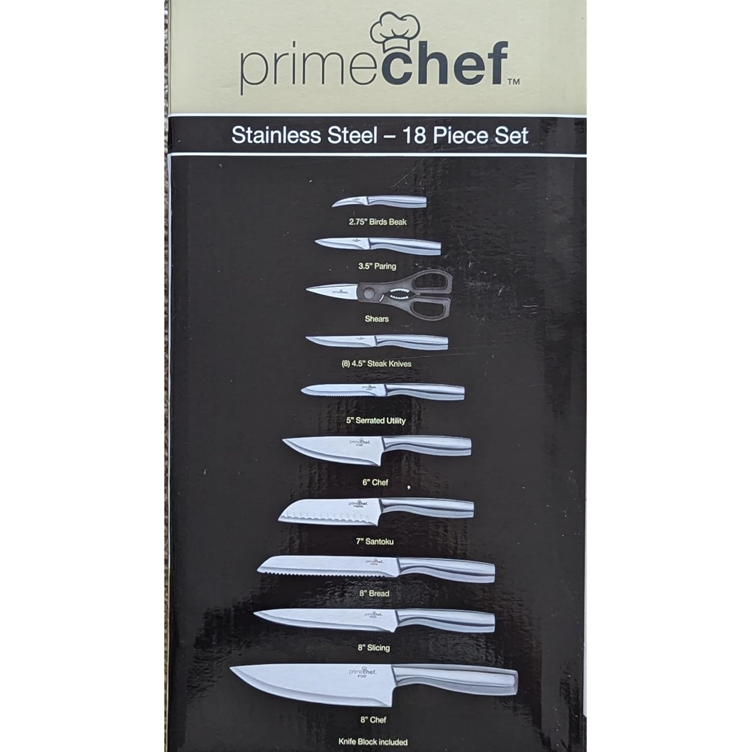 Ensemble de couteaux de chef en acier inoxydable de qualité professionnelle avec bloc en bois Prime Chef en acier inoxydable 18 pièces d'Ultra Sharp