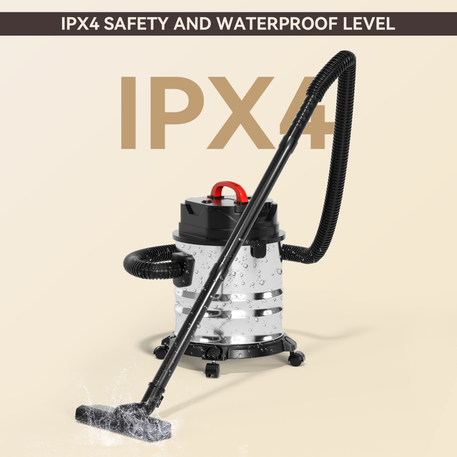 Aspirateur sec et humide de Topteng, aspirateur d'atelier en acier inoxydable de 6 HP Peak de 5 gallons de 1800 W, avec filtre et