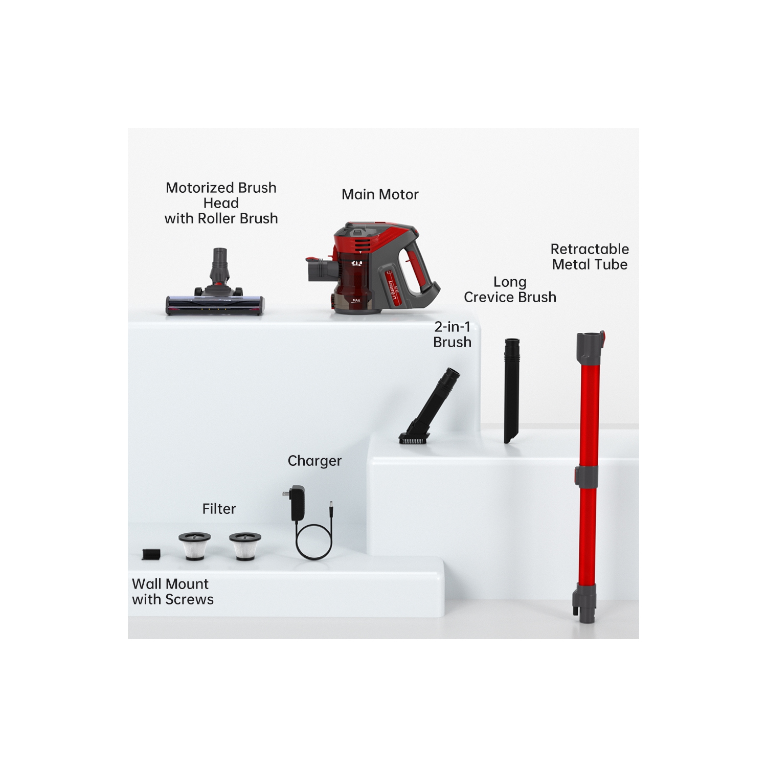 Aspirateur-balai léger sans fil de Topteng pour planchers de bois franc Carpet Pet Hair Home/Car Clean