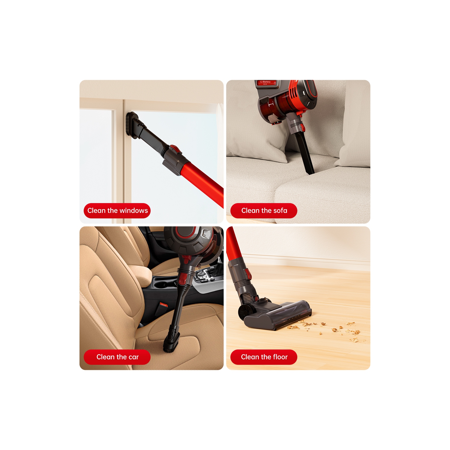 Aspirateur-balai léger sans fil de Topteng pour planchers de bois franc Carpet Pet Hair Home/Car Clean