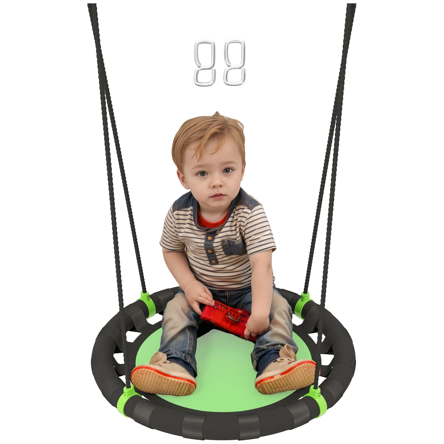 Qaba Saucer Tree Swing Set for Kids, 24 inch Round Flying Swing Seat with Adjustable Hanging Ropes, 154 lbs Weight Capacity Children Net Swing for