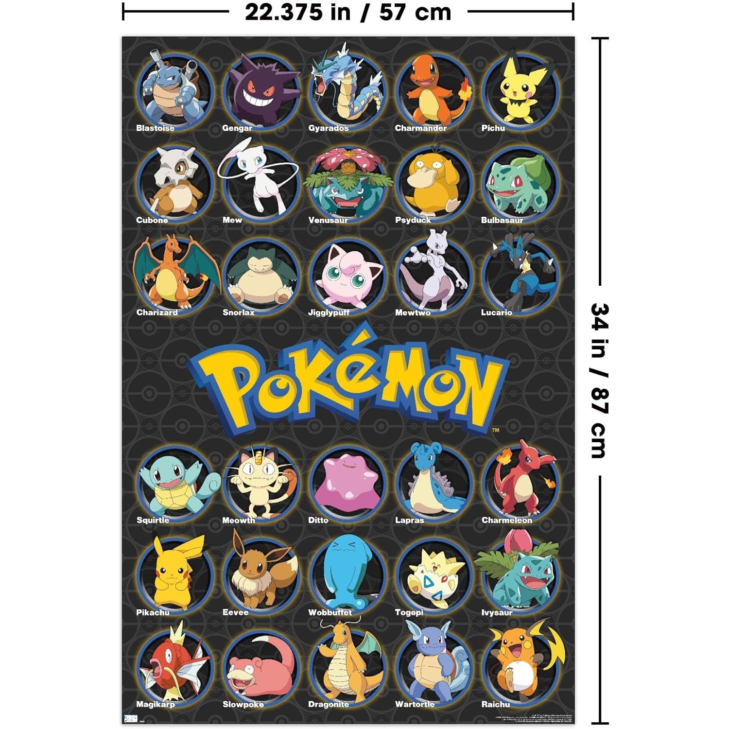 Trends International Pokémon - All Time Favorites Wall Poster, Unframed Version, 22.375" x 34"