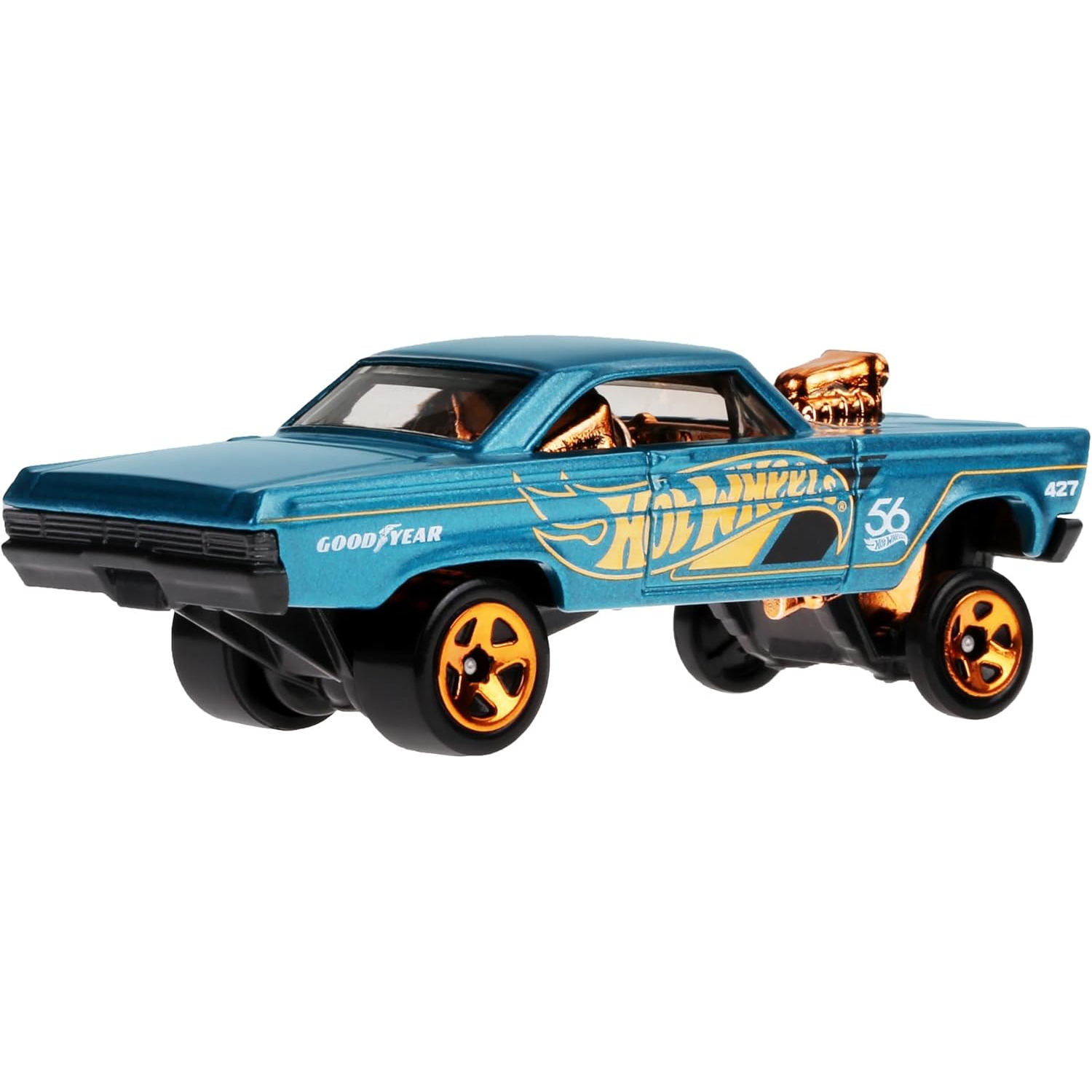 Hot Wheels 1:64 Scale Die-Cast Toy Car or Truck with Turquoise- & Copper-Colored 65 Mercury Comet Cyclone