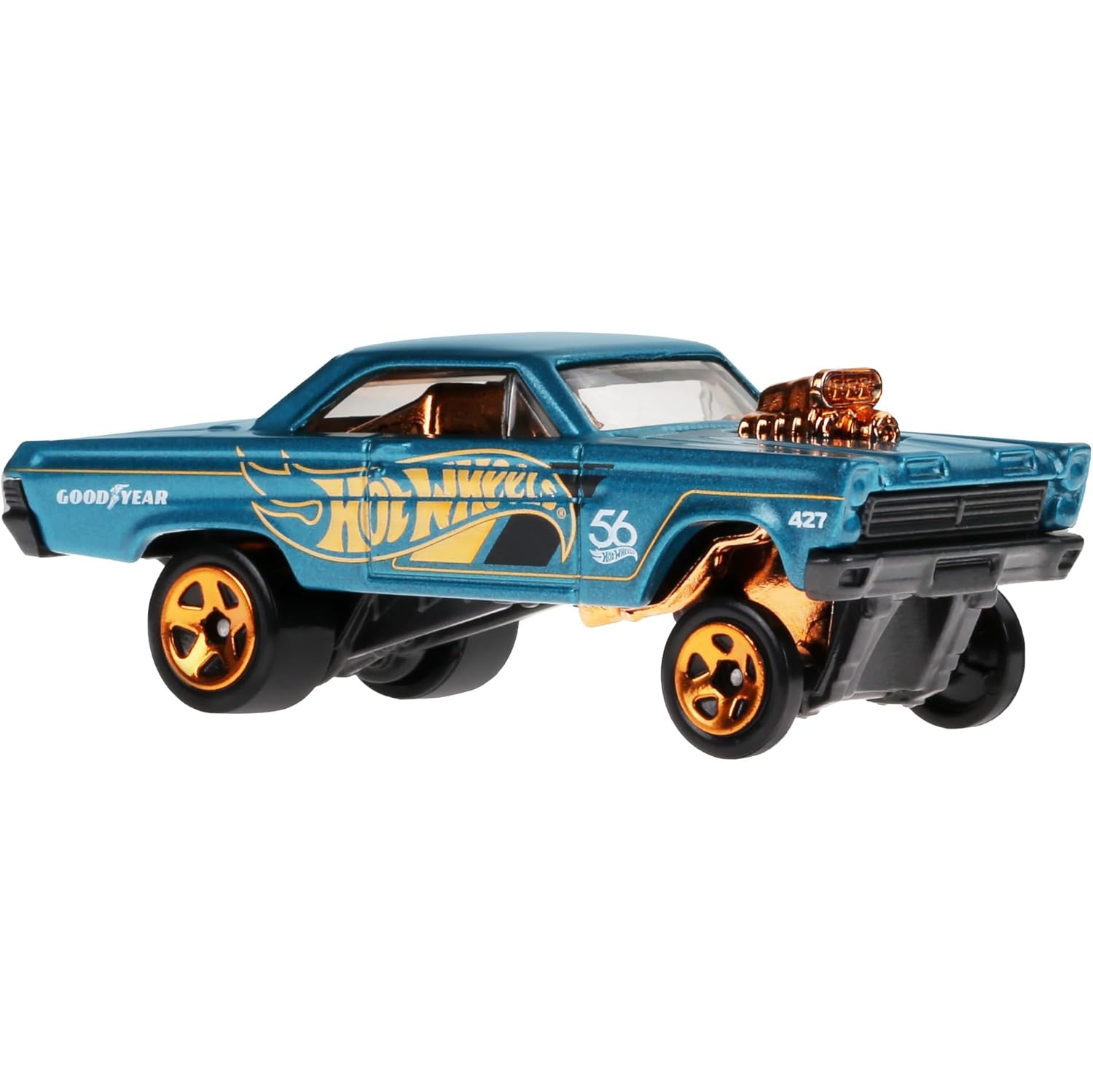 Hot Wheels 1:64 Scale Die-Cast Toy Car or Truck with Turquoise- & Copper-Colored 65 Mercury Comet Cyclone