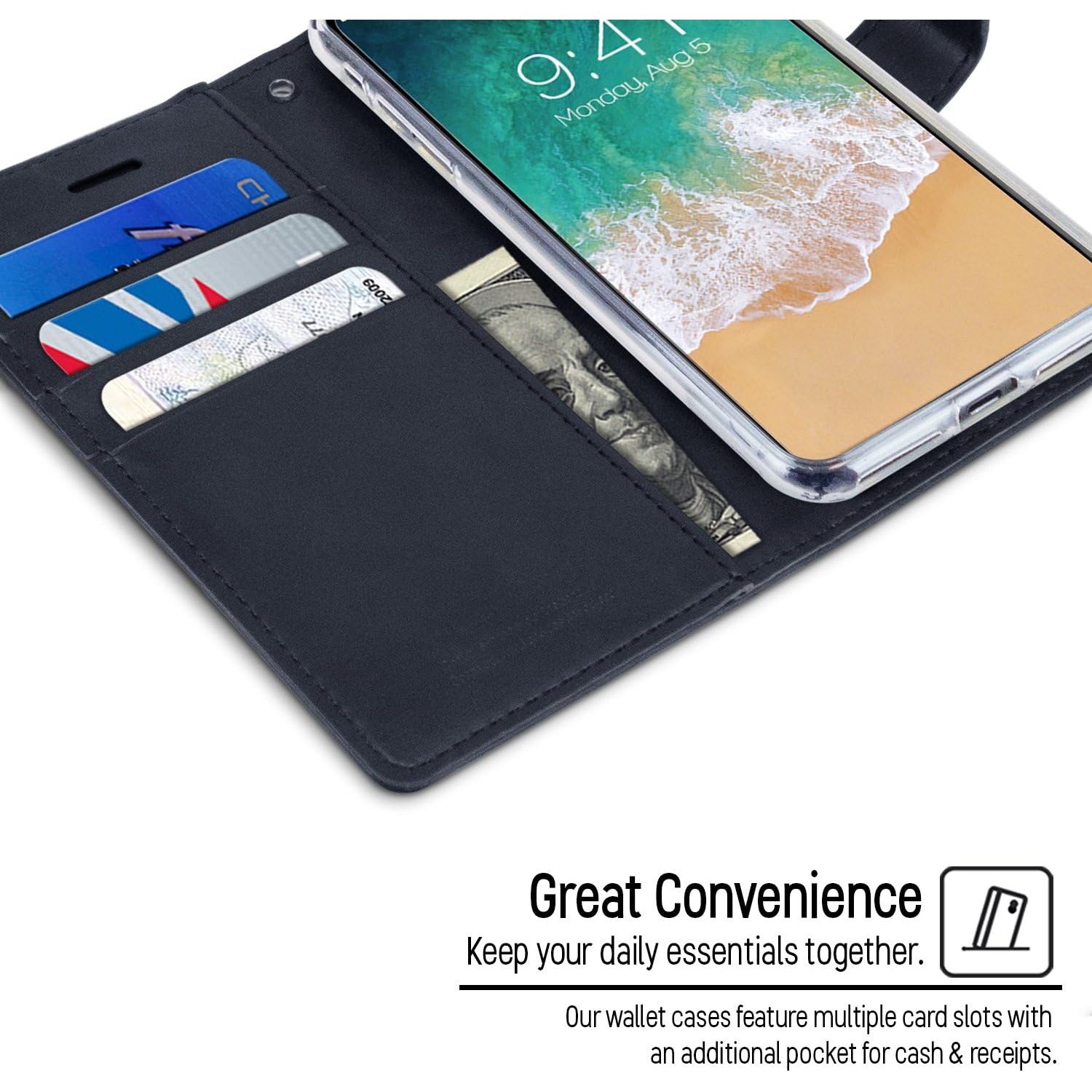 Wallet Case for iPhone 16 , Premium PU Leather Flip Folio Case with Card Slot,Stand Holder and Magnetic Closure TPU Shockproof Interior Protective