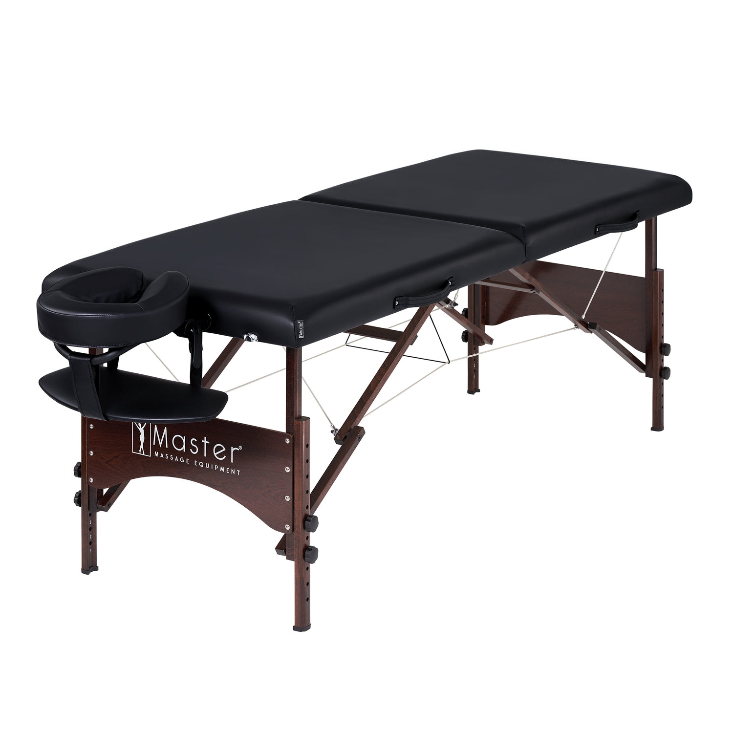 Master Massage 28" Argo Portable Massage Table in Black with Walnut Legs- Spa Bed for Tabletop Exercise & Massage- Beauty Bed Tattoo Bed- Lash Table