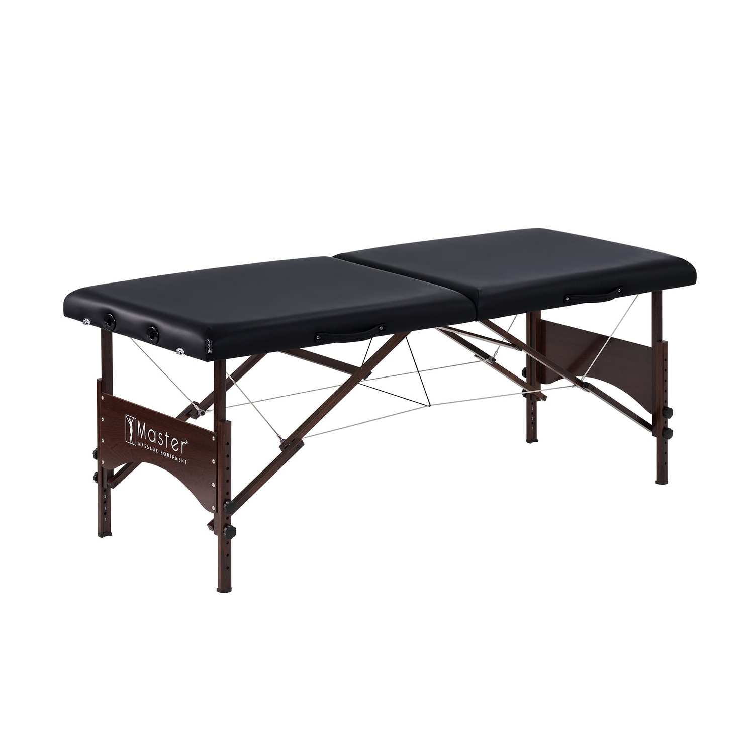 Master Massage 28" Argo Portable Massage Table in Black with Walnut Legs- Spa Bed for Tabletop Exercise & Massage- Beauty Bed Tattoo Bed- Lash Table