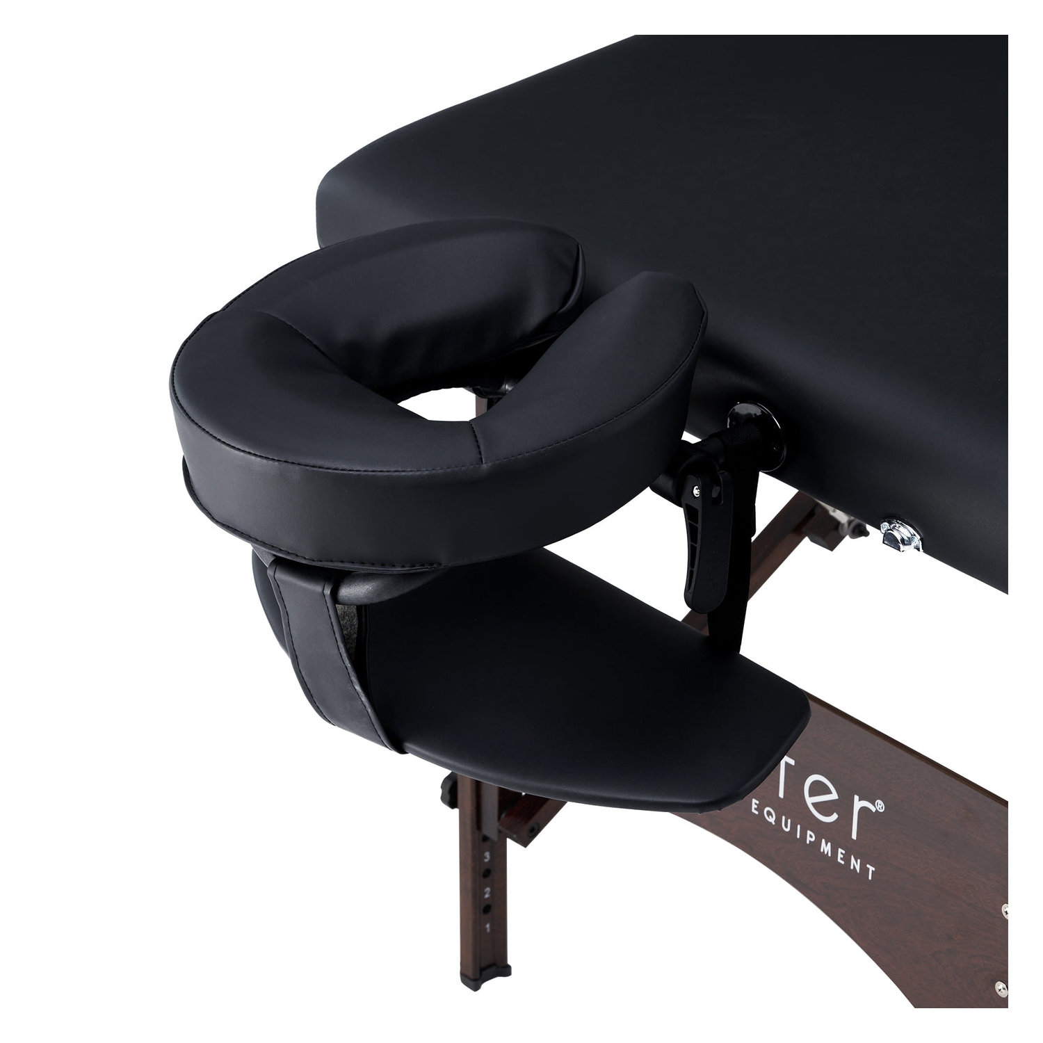 Master Massage 28" Argo Portable Massage Table in Black with Walnut Legs- Spa Bed for Tabletop Exercise & Massage- Beauty Bed Tattoo Bed- Lash Table