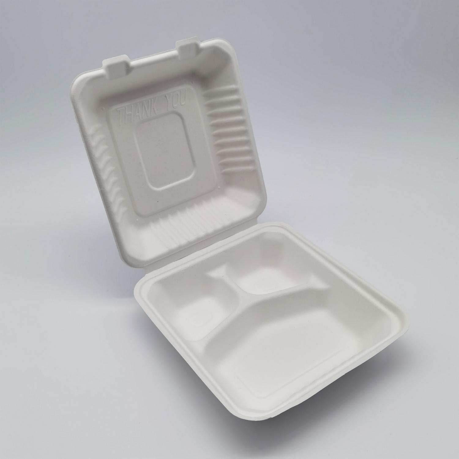 3-Compartment Hinged White Take Out Containers - 9" - 200 Count