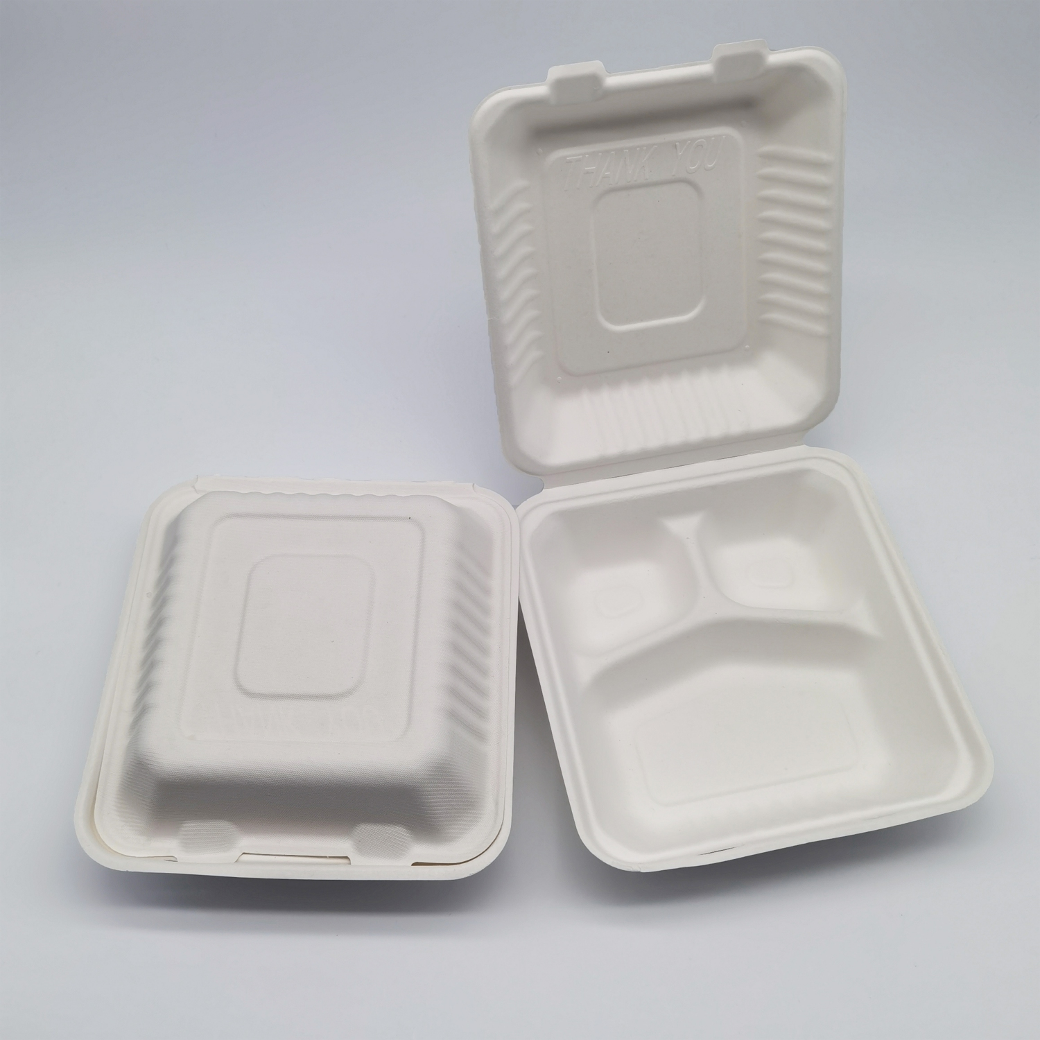 3-Compartment Hinged White Take Out Containers - 9" - 200 Count