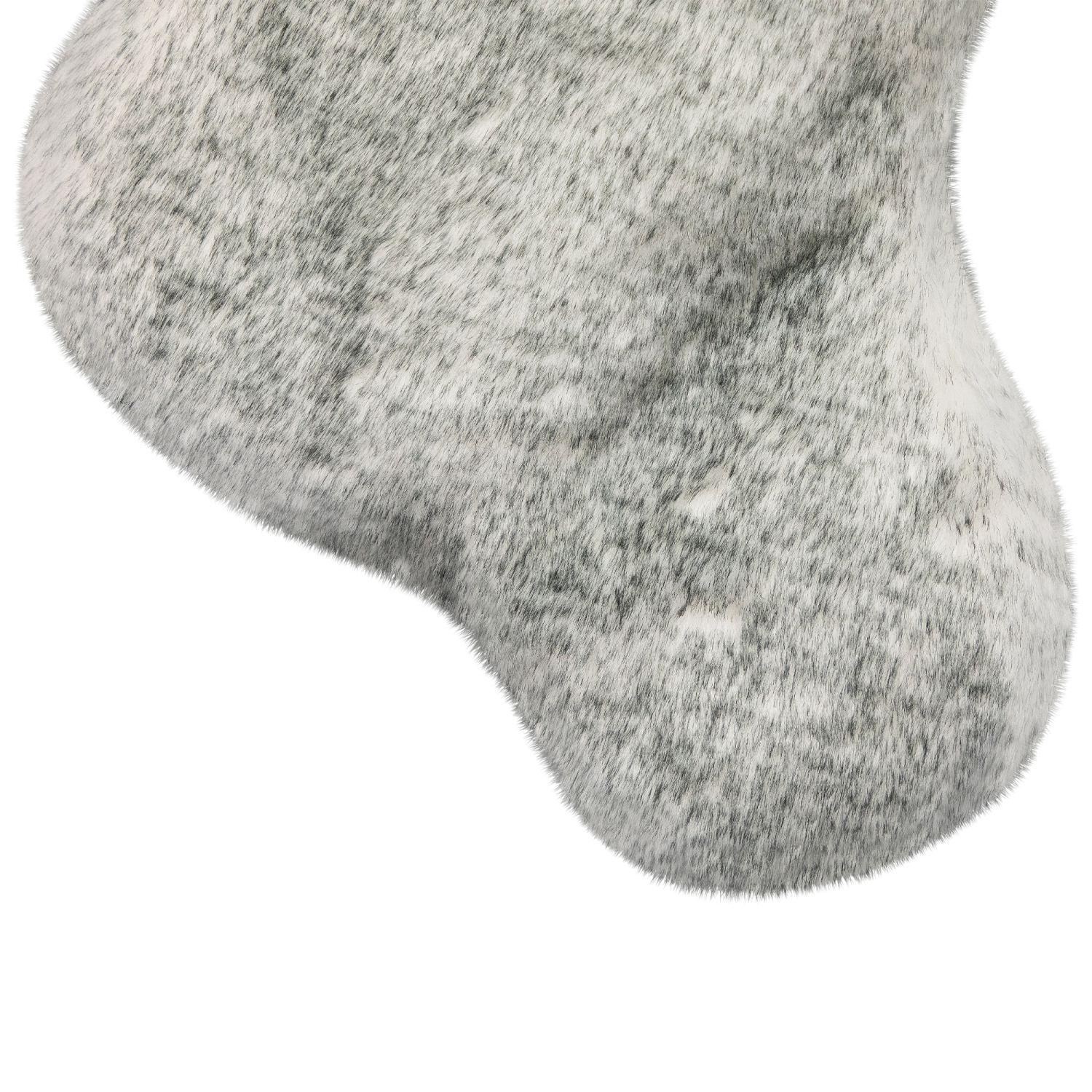 Silver Fox Faux Fur Christmas Stocking with Pom Poms - 20.5"