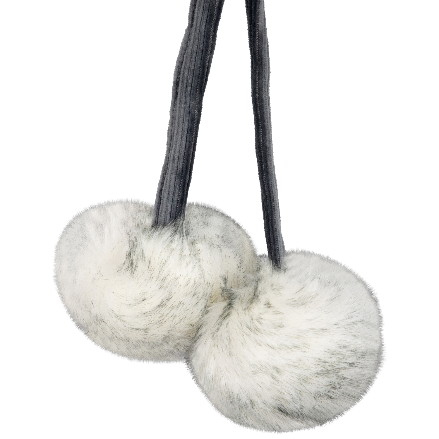 Silver Fox Faux Fur Christmas Stocking with Pom Poms - 20.5"