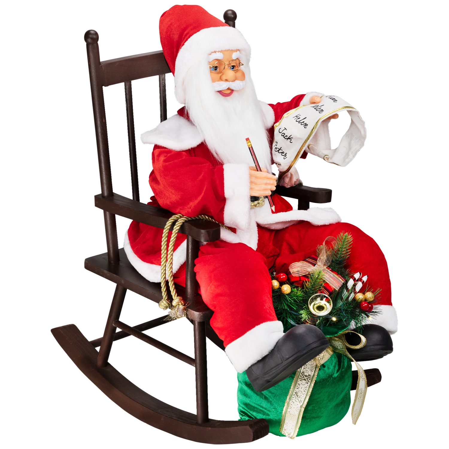 LED Lighted, Animated and Musical Santa Claus Rocking Chair Decoration - 32"