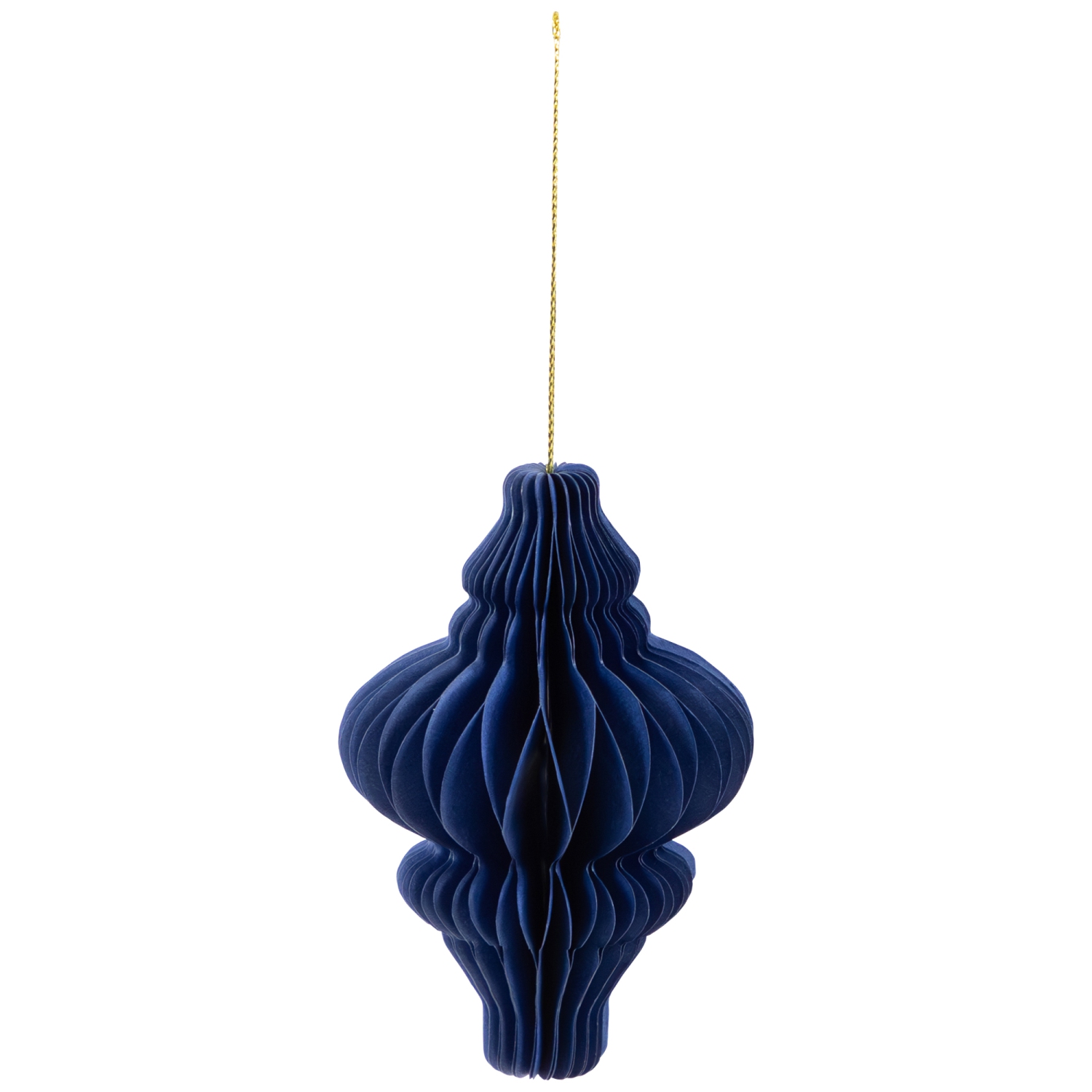 Accordion Honeycomb Foldable Paper Christmas Ornaments - 4" - Navy Blue - Set of 4