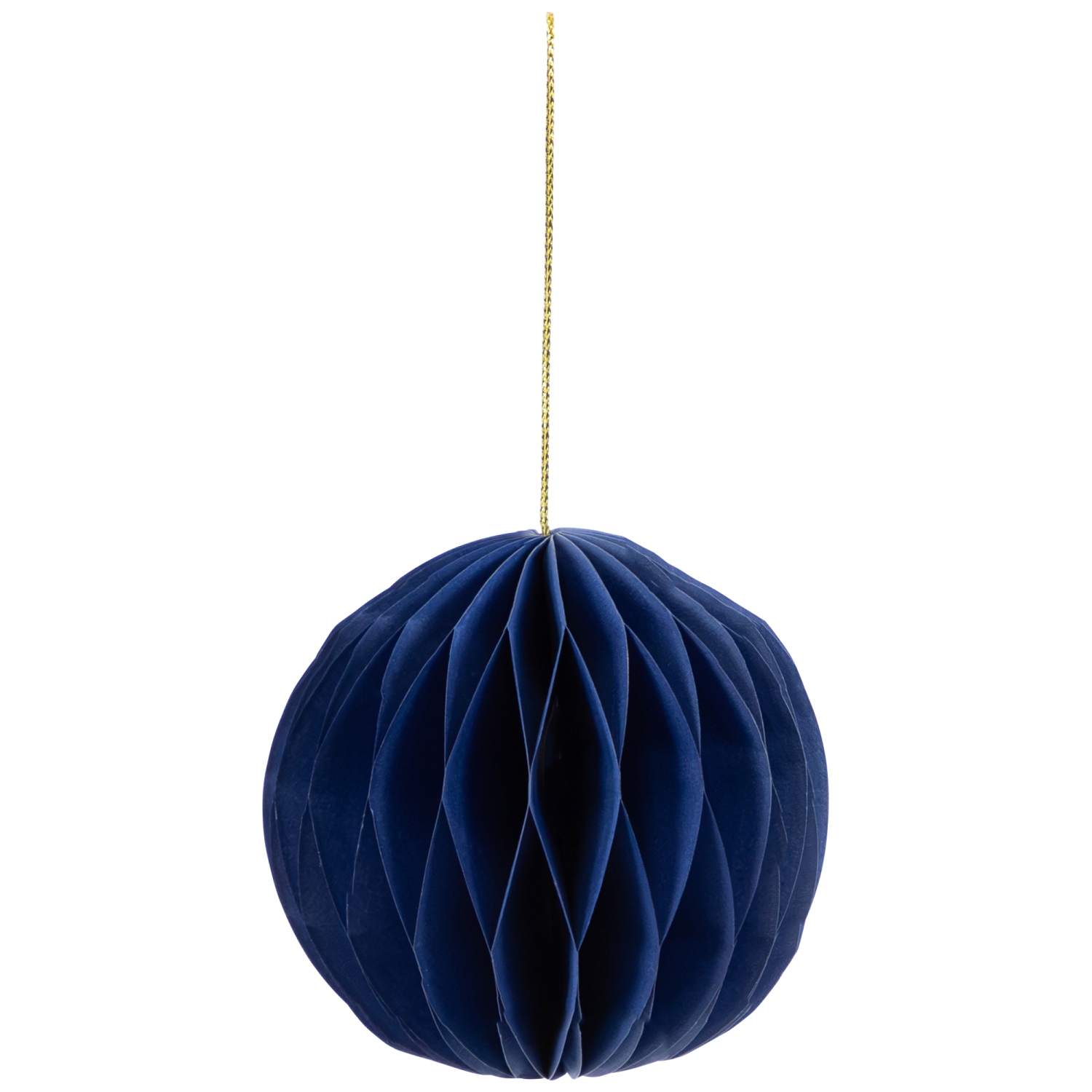 Accordion Honeycomb Foldable Paper Christmas Ornaments - 4" - Navy Blue - Set of 4