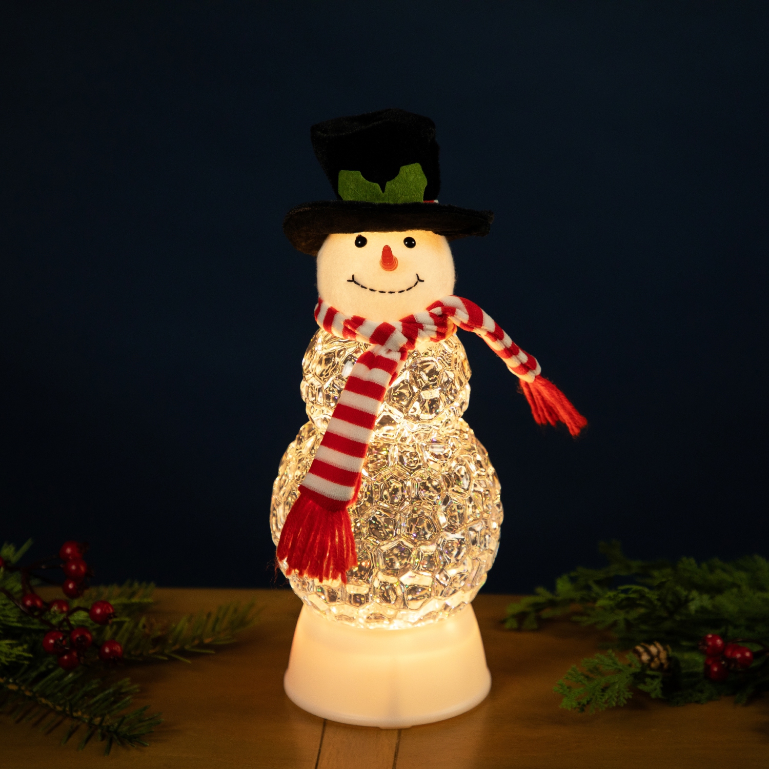 Boule à neige de Noël illuminée et musicale en forme de bonhomme de neige de LED - 12&nbsp;po