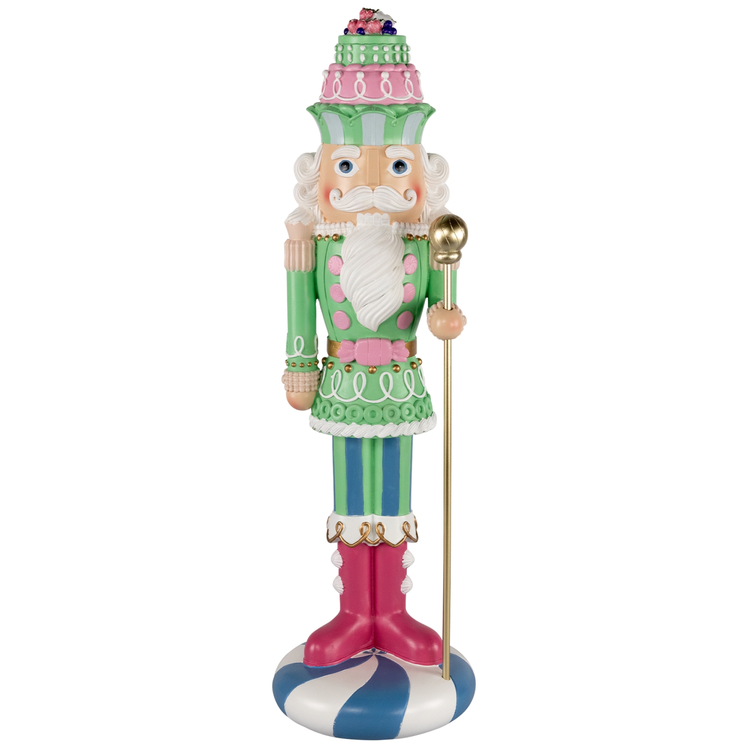 Pastel Christmas Candy Nutcracker King - 21.75" - Green