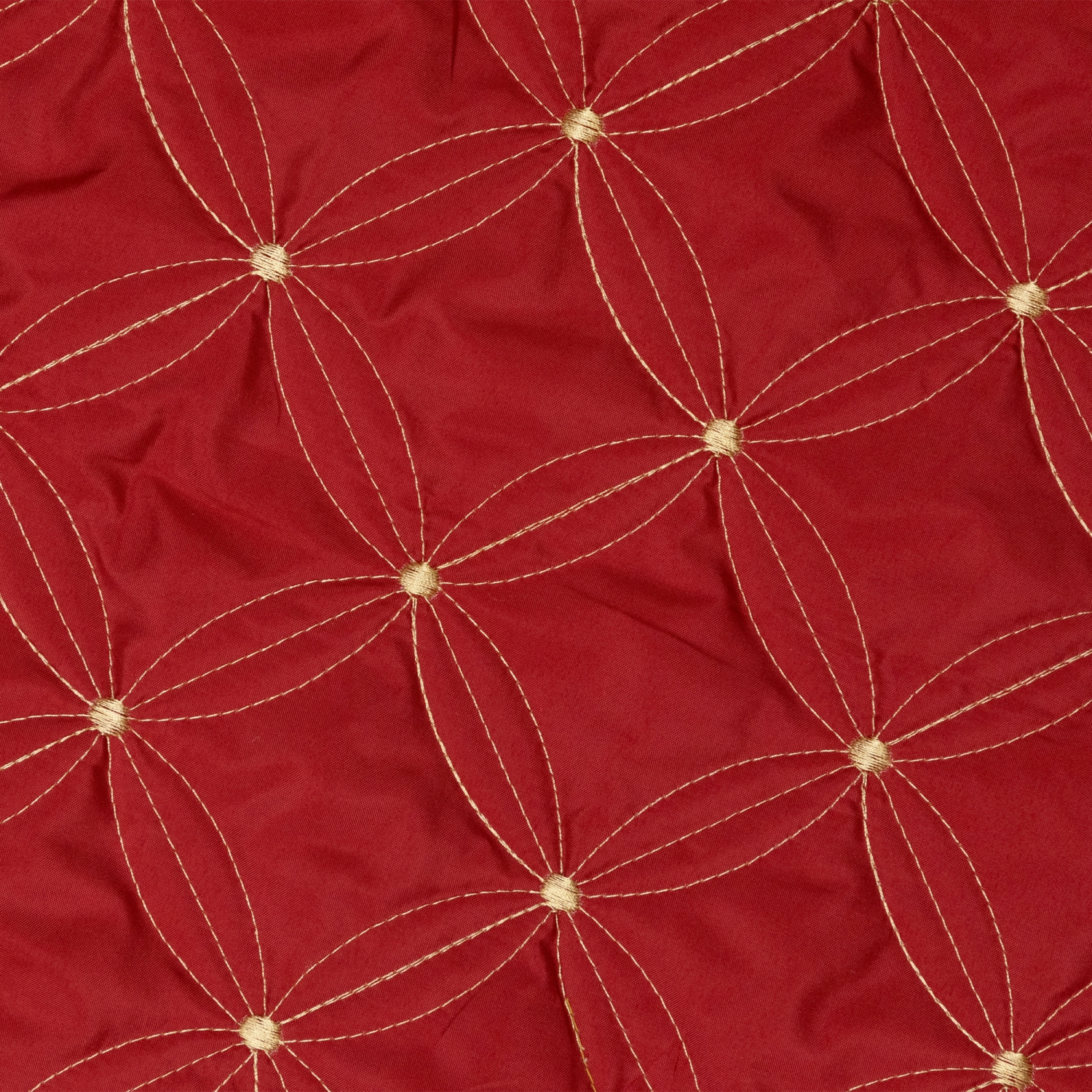 Round Quilted Christmas Tree Skirt - 72“ - Red