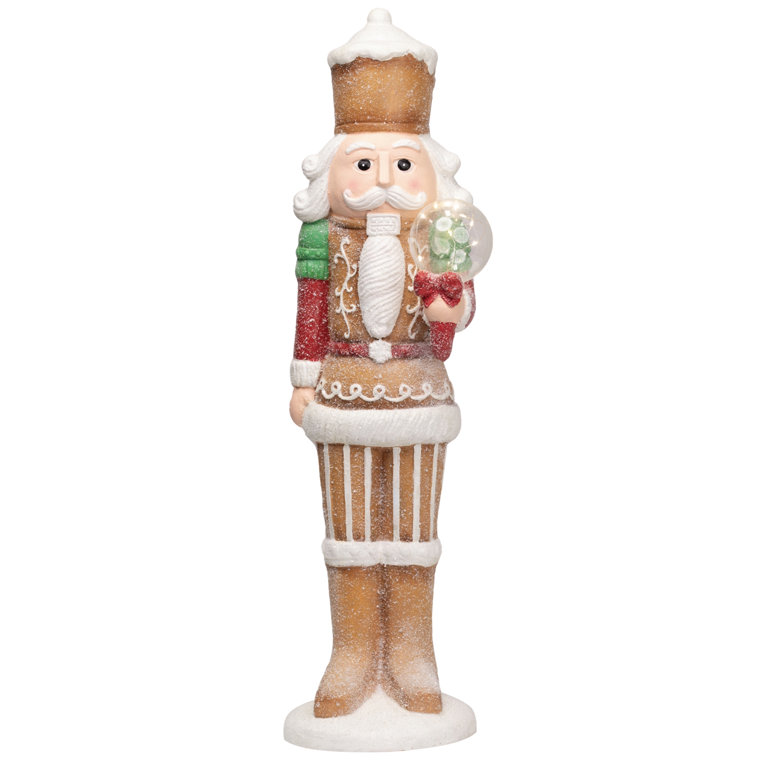 LED Lighted Christmas Gingerbread Nutcracker - 27" - Brown and White