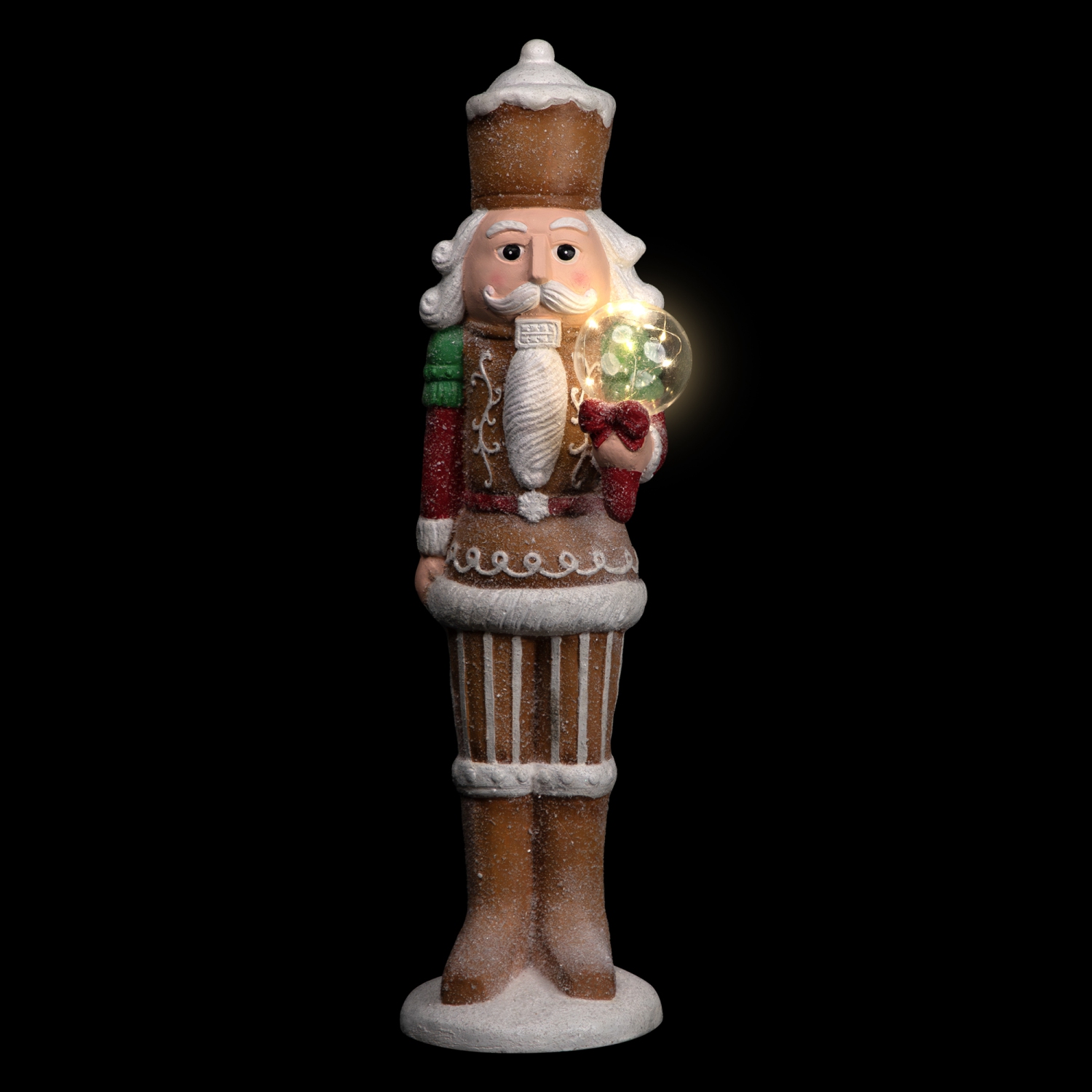 LED Lighted Christmas Gingerbread Nutcracker - 27" - Brown and White