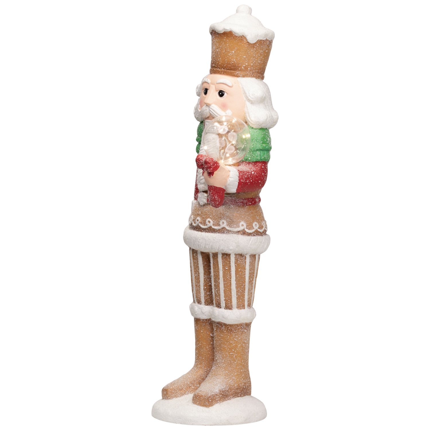 LED Lighted Christmas Gingerbread Nutcracker - 27" - Brown and White