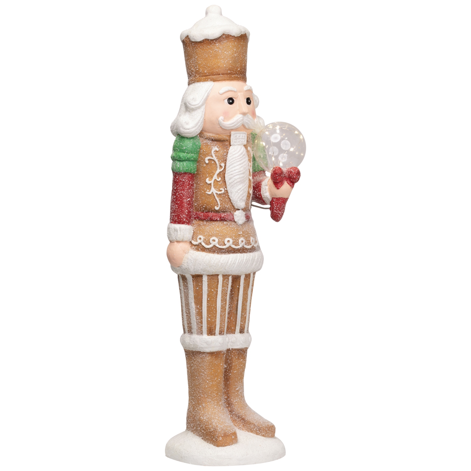 LED Lighted Christmas Gingerbread Nutcracker - 27" - Brown and White