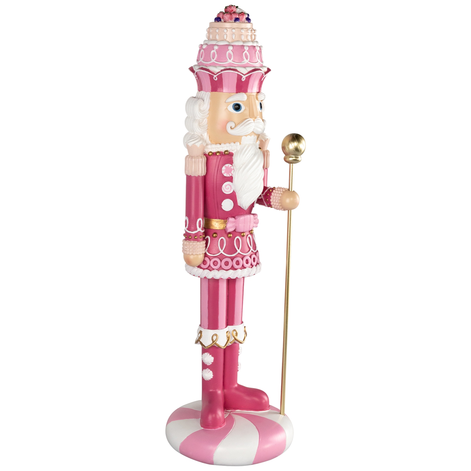 Figurine de Noël Candy Nutcracker King de Pastel - 21,5 po - Rose