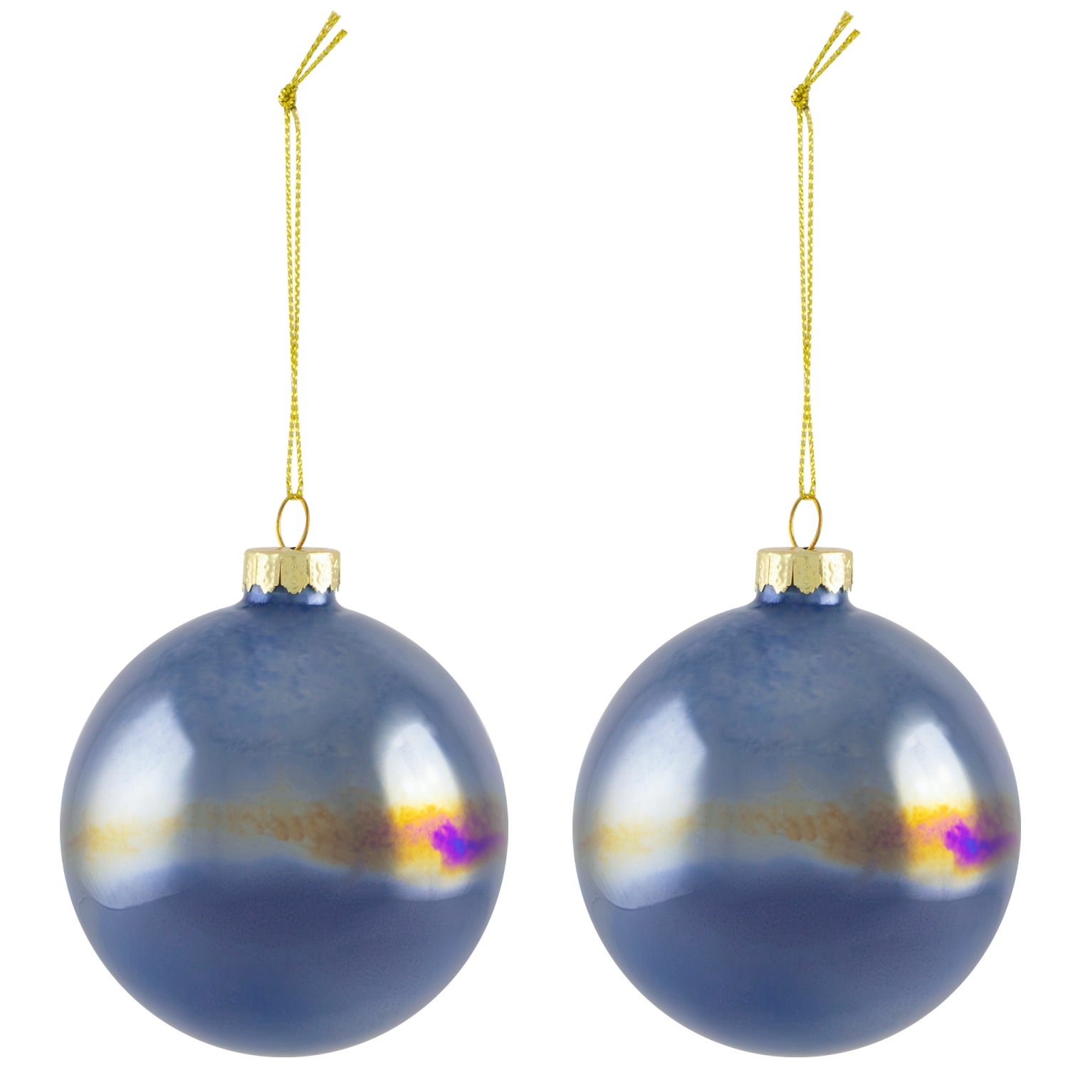 Boules de Noël en verre brillant – 3&nbsp;po – Bleu, vert et sarcelle – 6 unités