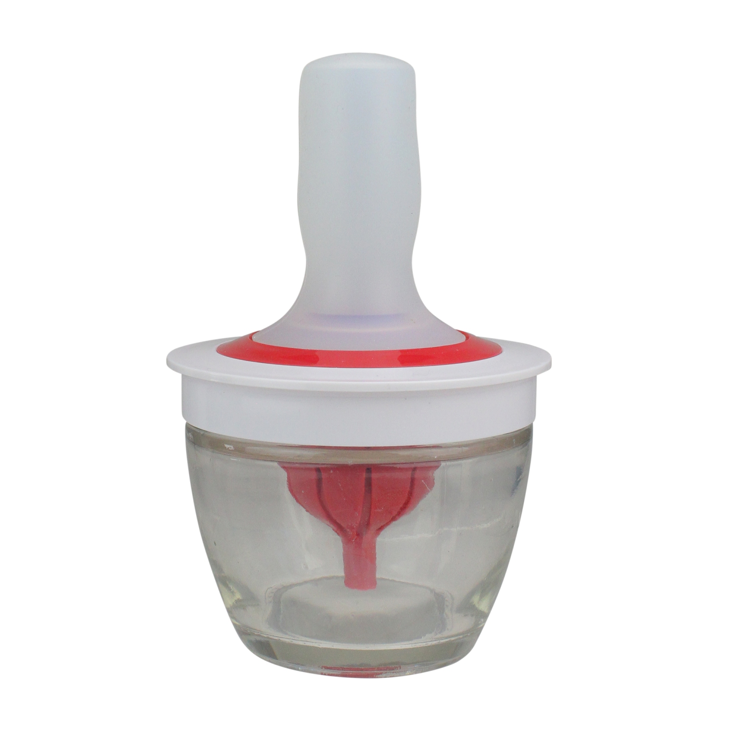 6" Red and White Silicone Basting Brush and Bowl Set