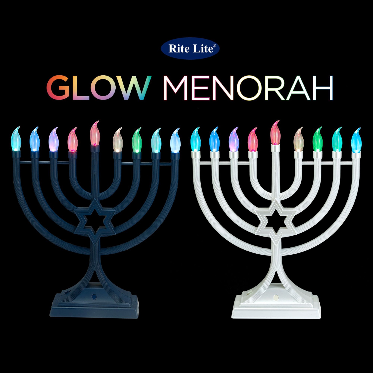 LED Glow Color Changing Hanukkah Menorah - 13" - Navy