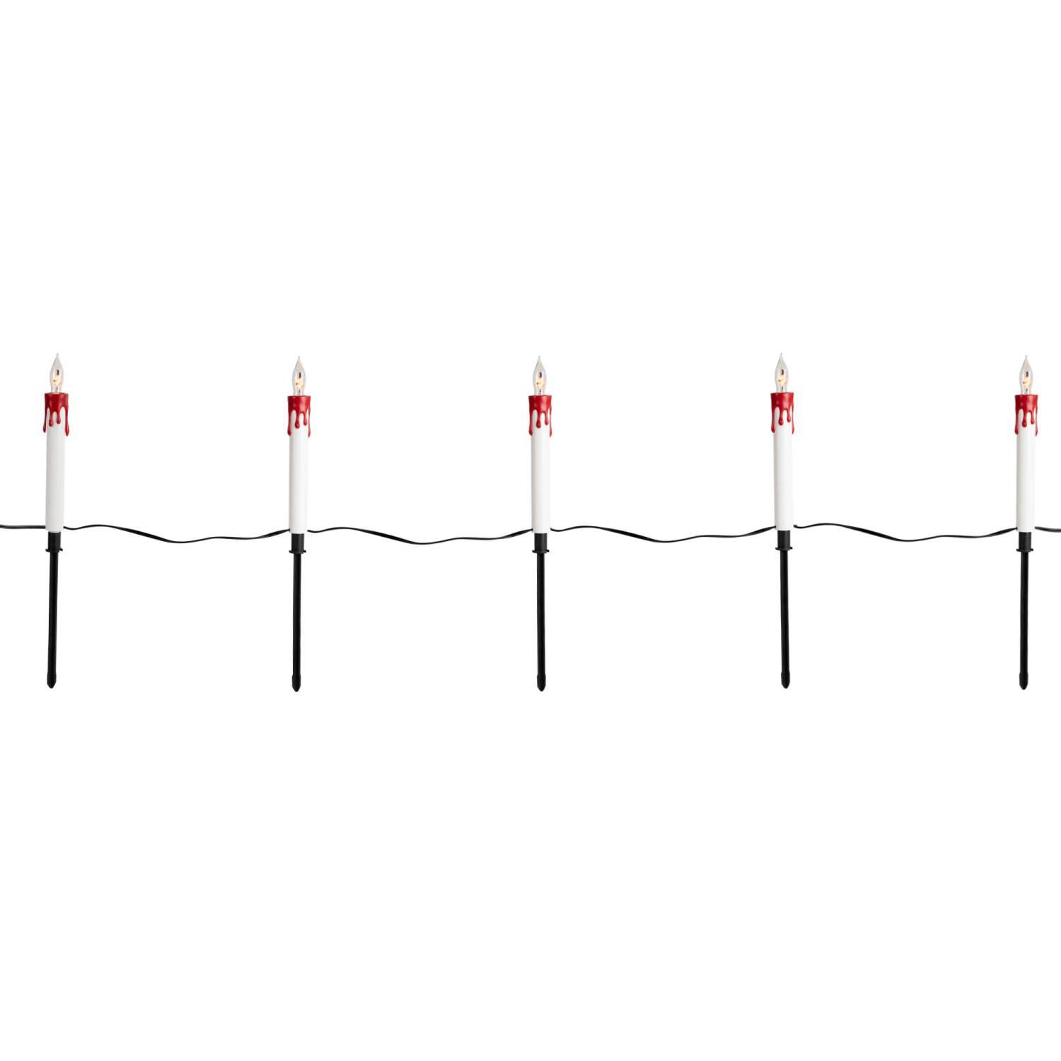 Lighted Flickering Candle Halloween Outdoor Pathway Markers - 15.25" - Set of 5