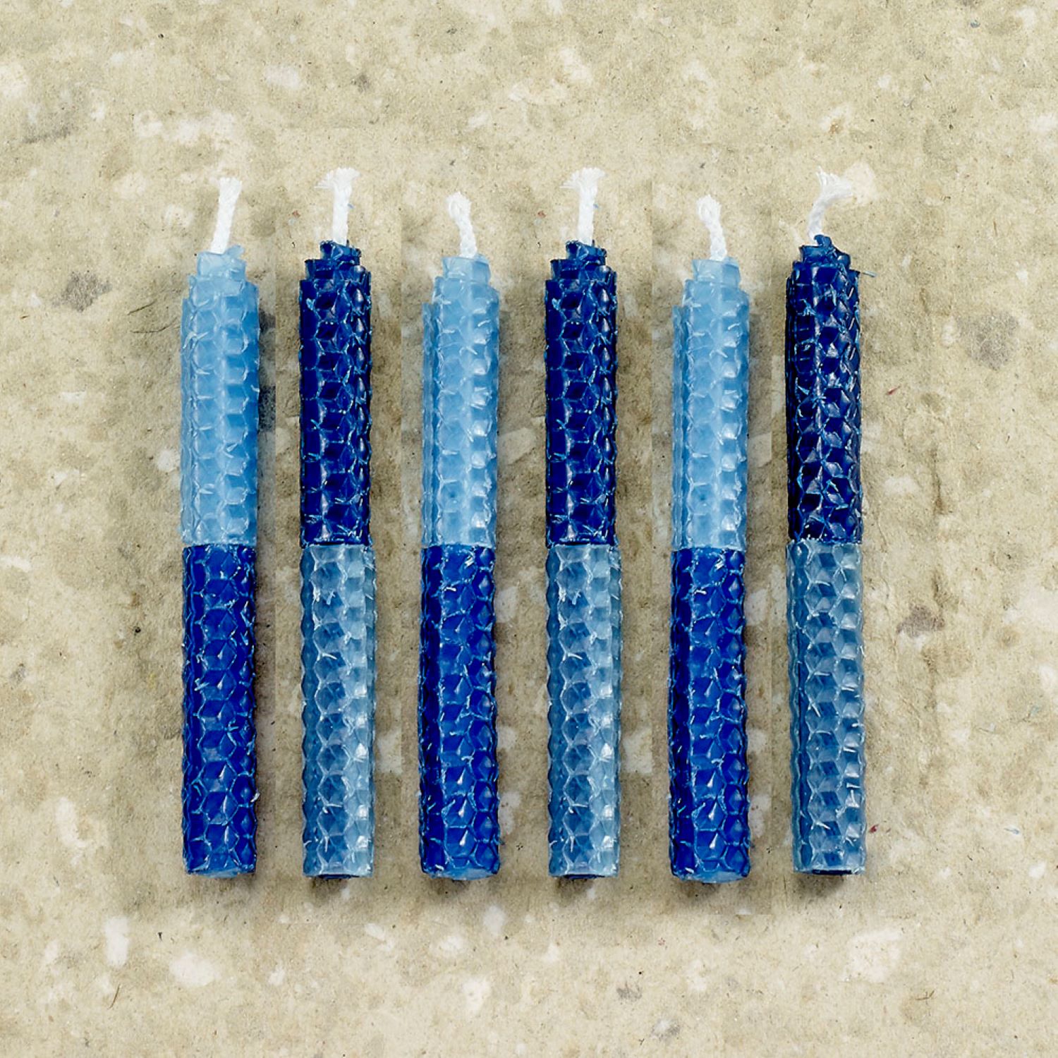 Two-Tone Honeycomb Beeswax Hanukkah Candles - 4" - Blue - 45ct