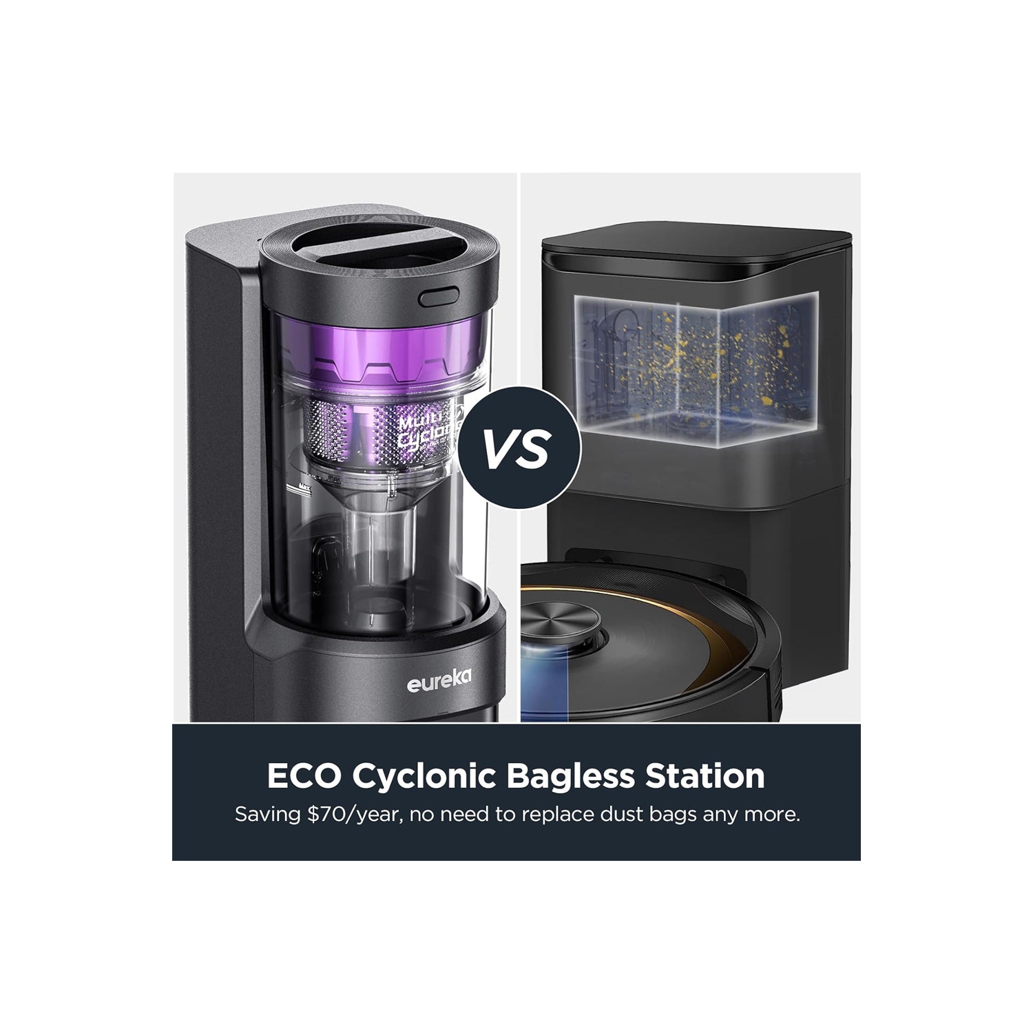 Boîte ouverte - Aspirateur robot E10s d'Eureka avec station de vidage automatique sans sac, aspirateur robot et vadrouille