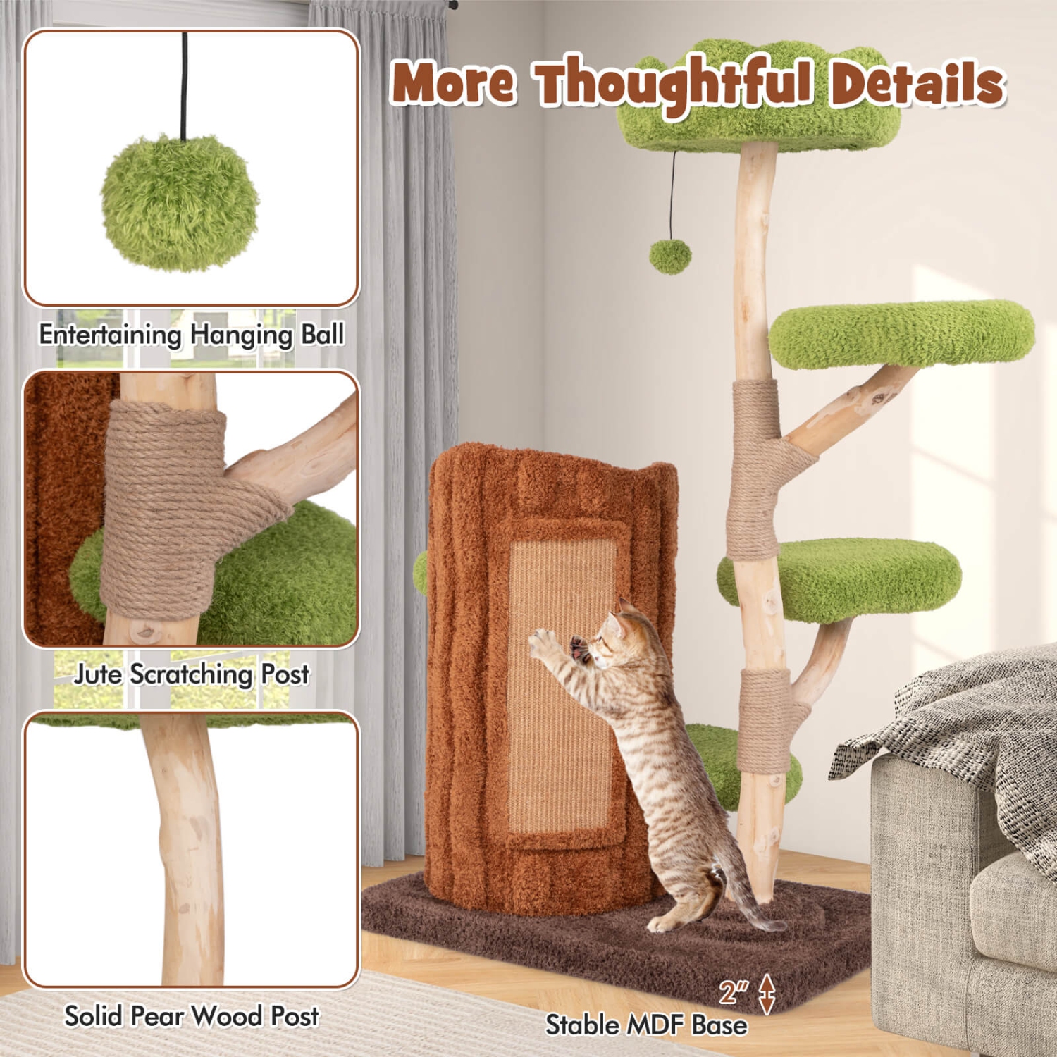 Costway Multi-level Cat Tree with Double Decker Cat House Scratching Posts & Sisal Panel
