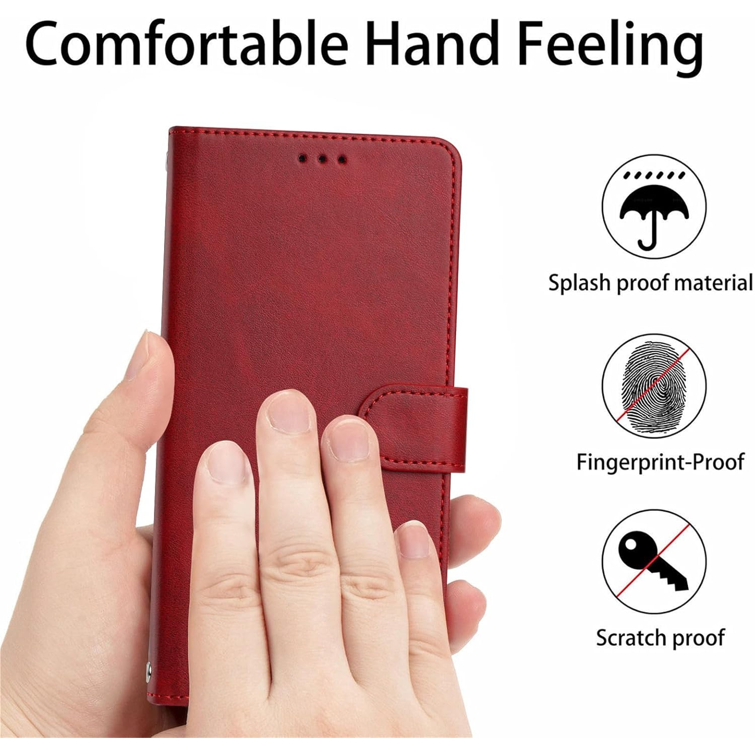 Étui portefeuille pour iPhone 16 Plus, étui folio à rabat en cuir PU de qualité supérieure avecfente pour carte, support et fermeture magnétique,