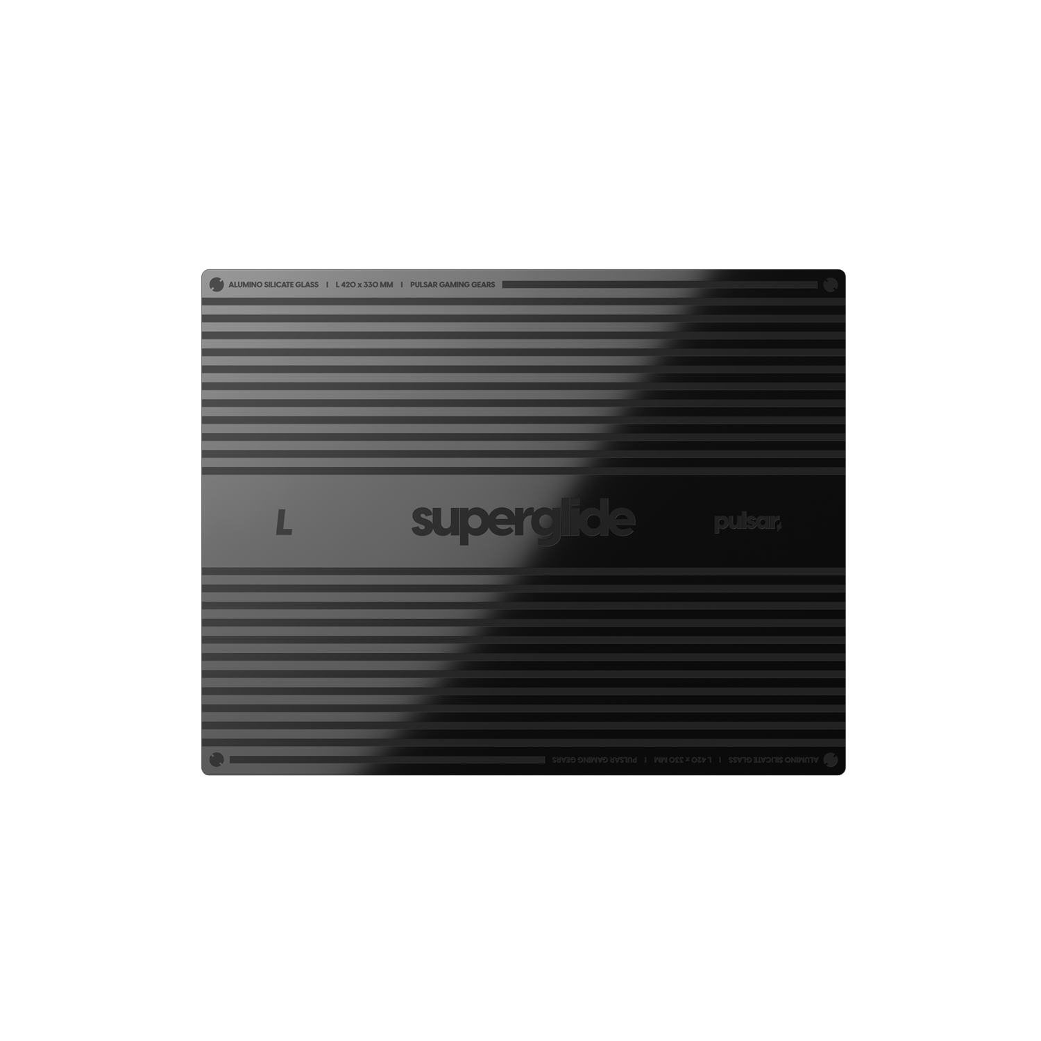 Pulsar Superglide V2 L Premium Glass Mouse Pad 1.5T Gorilla Glass Surface Anti-Slip Fully Molded high-Density Silicone Rubber 16.5" x 13", White