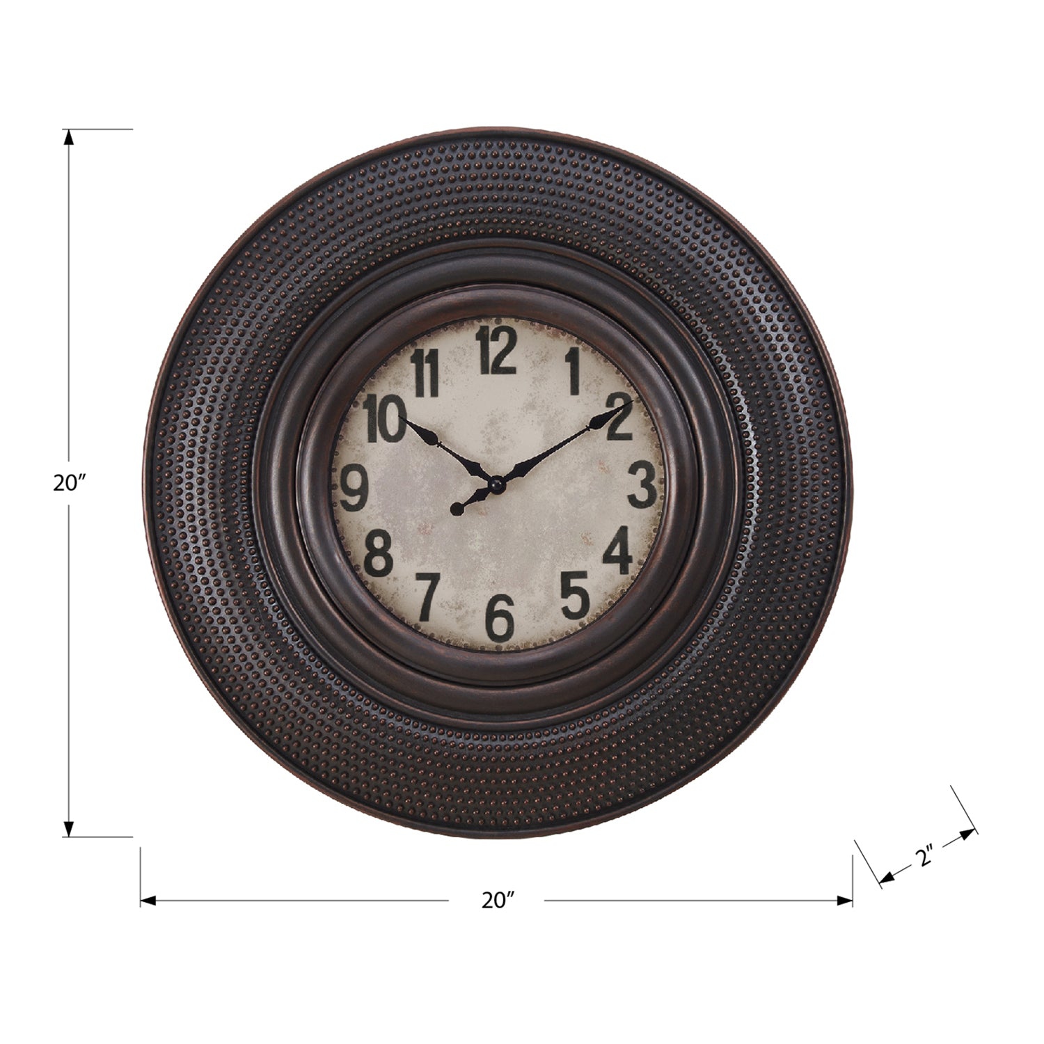Monarch Specialties I 9045 - Clocks, 20" Round, Wall Clock, Antique Brown, Transitional