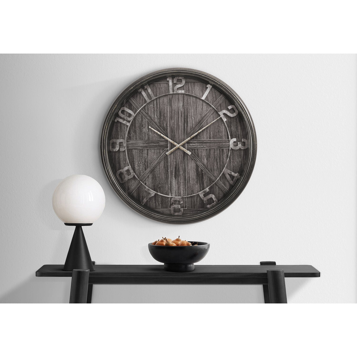 Monarch Specialties I 9025 - Clocks, 30" Round, Large Oversized, Wall Clock, Brown, Transitional