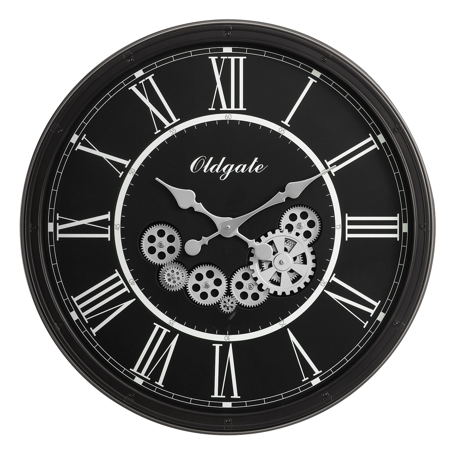 Monarch Specialties I 9032 - Clocks, 30" Round, Gear Mechanism, Large Oversized, Wall Clock, Black, Transitional
