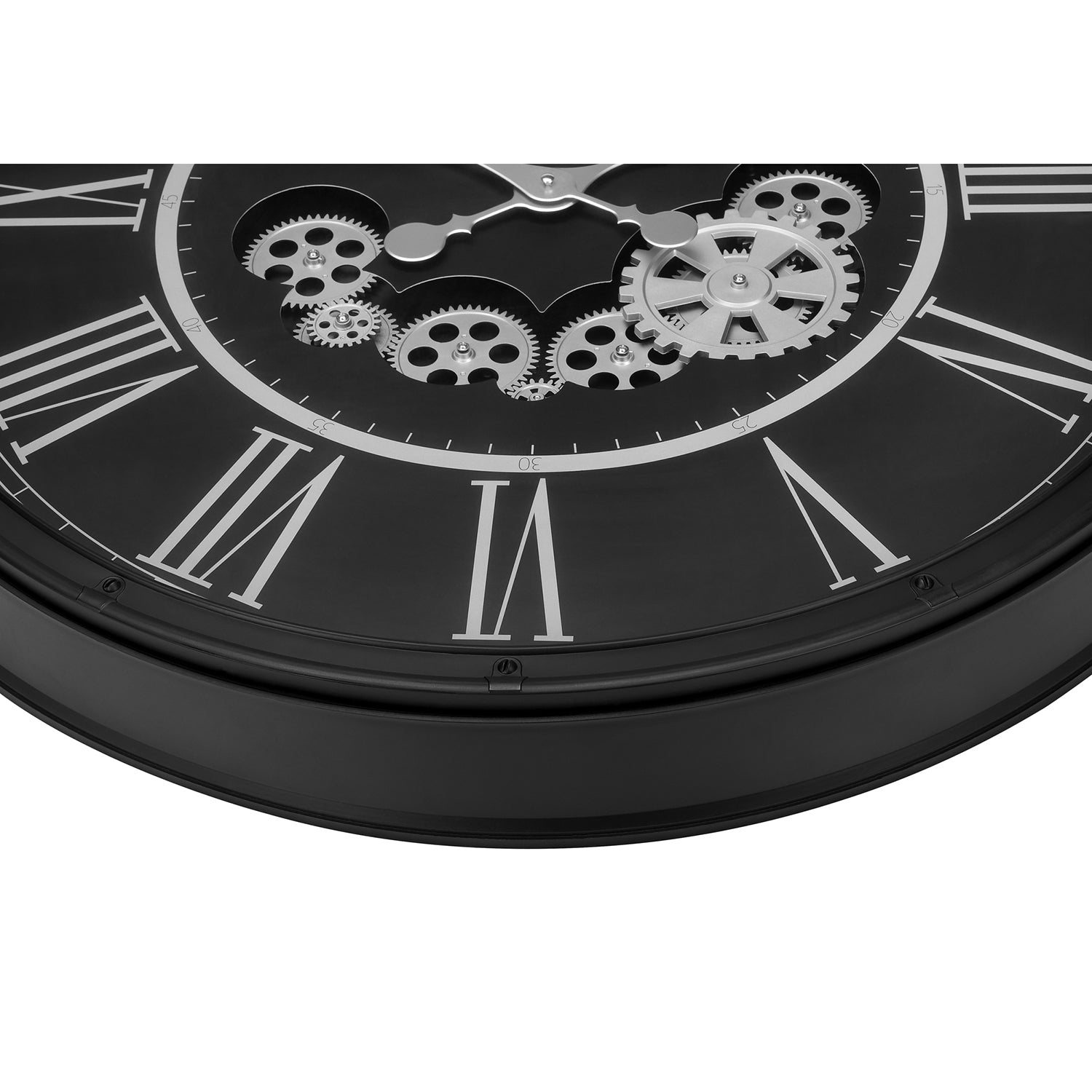Monarch Specialties I 9032 - Clocks, 30" Round, Gear Mechanism, Large Oversized, Wall Clock, Black, Transitional