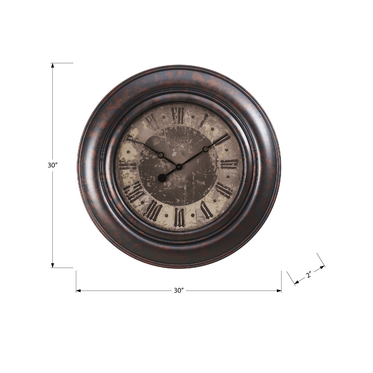 Monarch Specialties – Horloge murale I 9027, 30&nbsp;po, ronde, grande taille, brun, Transitionnel