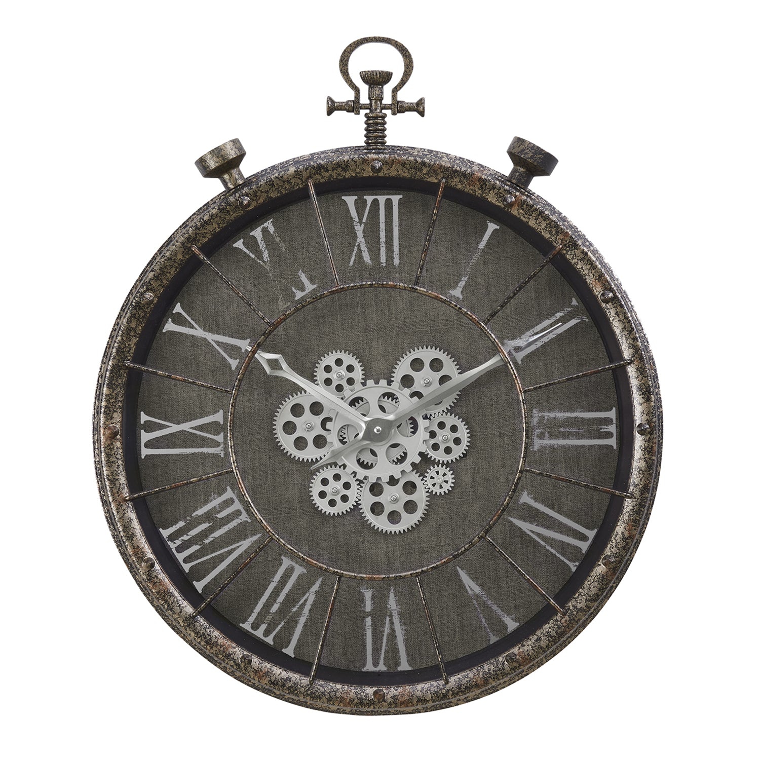 Monarch Specialties I 9075 - Clocks, 24" Round, Gear Mechanism, Wall Clock, Grey, Transitional