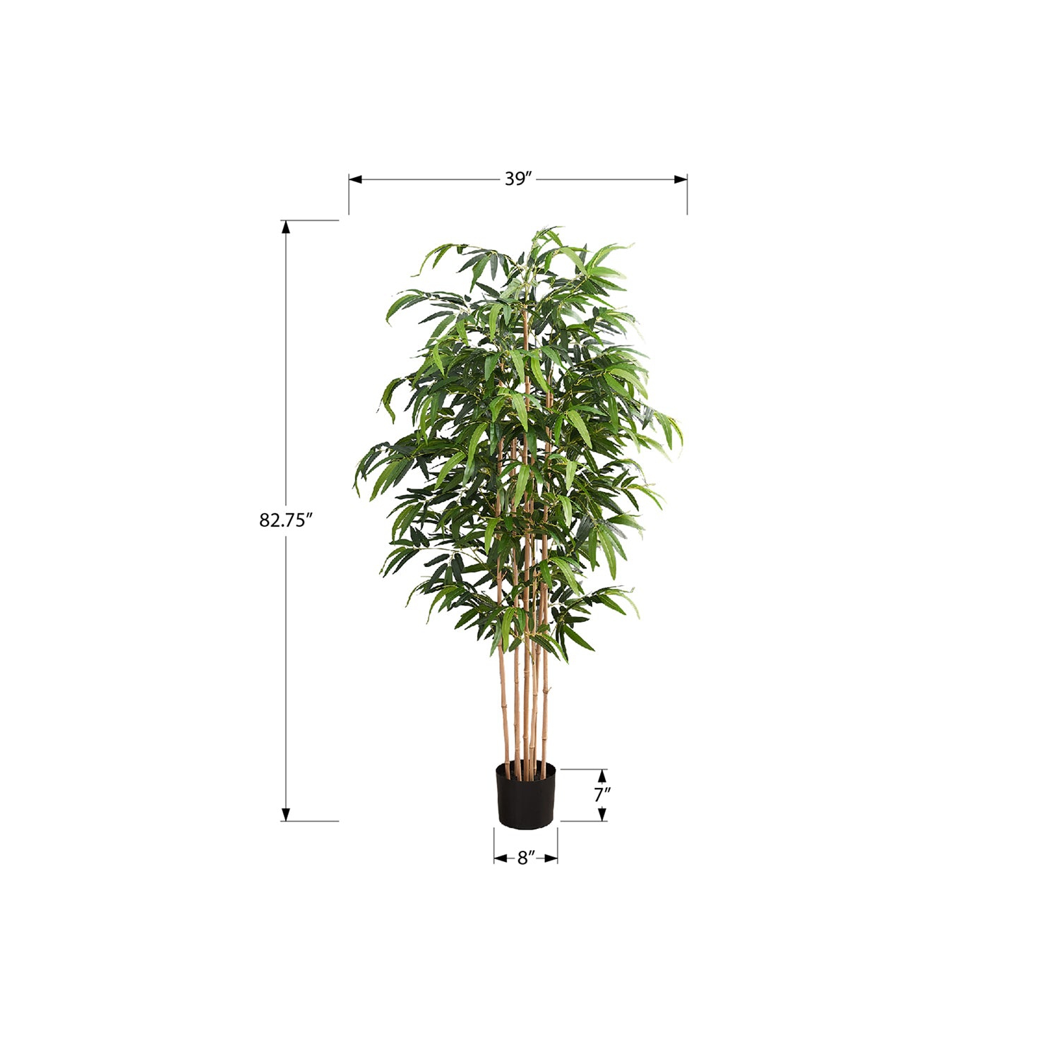 Monarch Specialties I 9592 – plante artificielle, 83&nbsp;po de hauteur, bambou, plancher, intérieur, En pot, Real Touch, feuilles vertes, pot noir